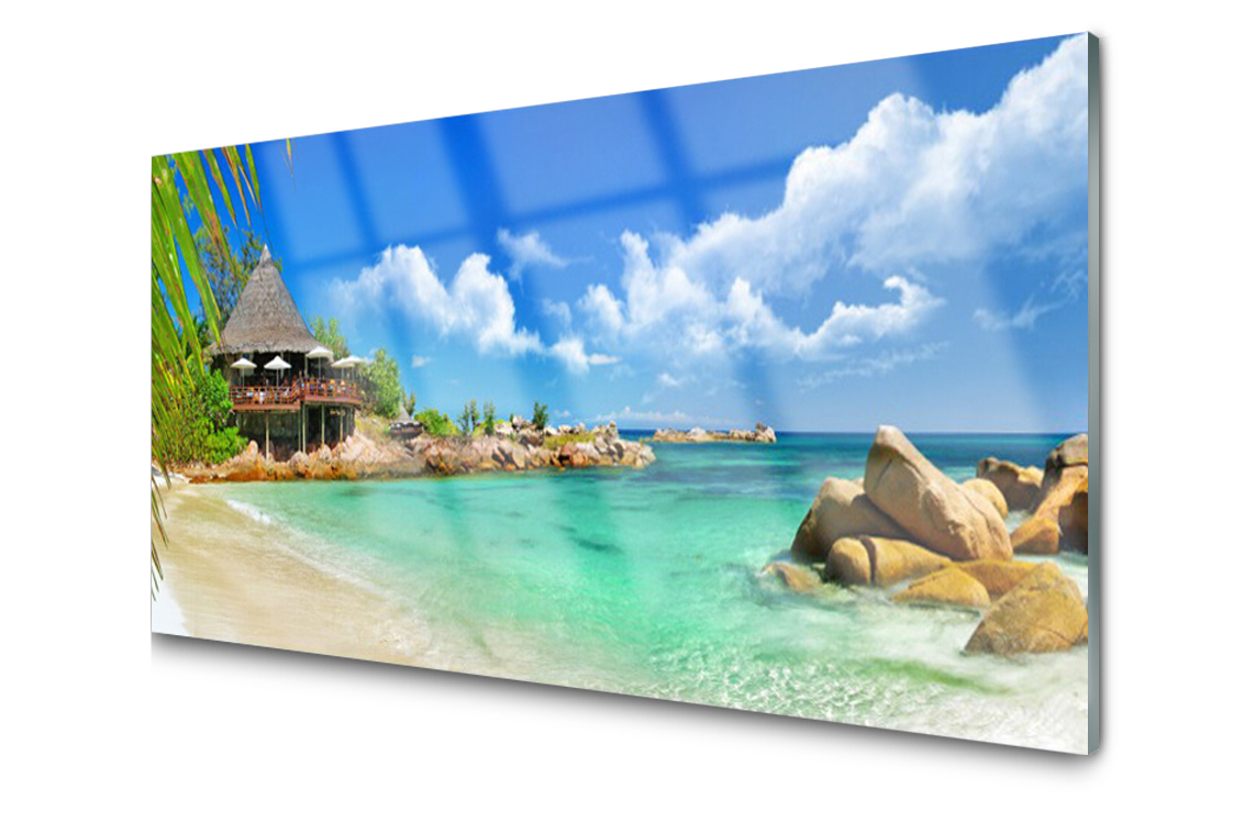 

Panel szklany Płytka Plaża Morze 140x70 + Klej