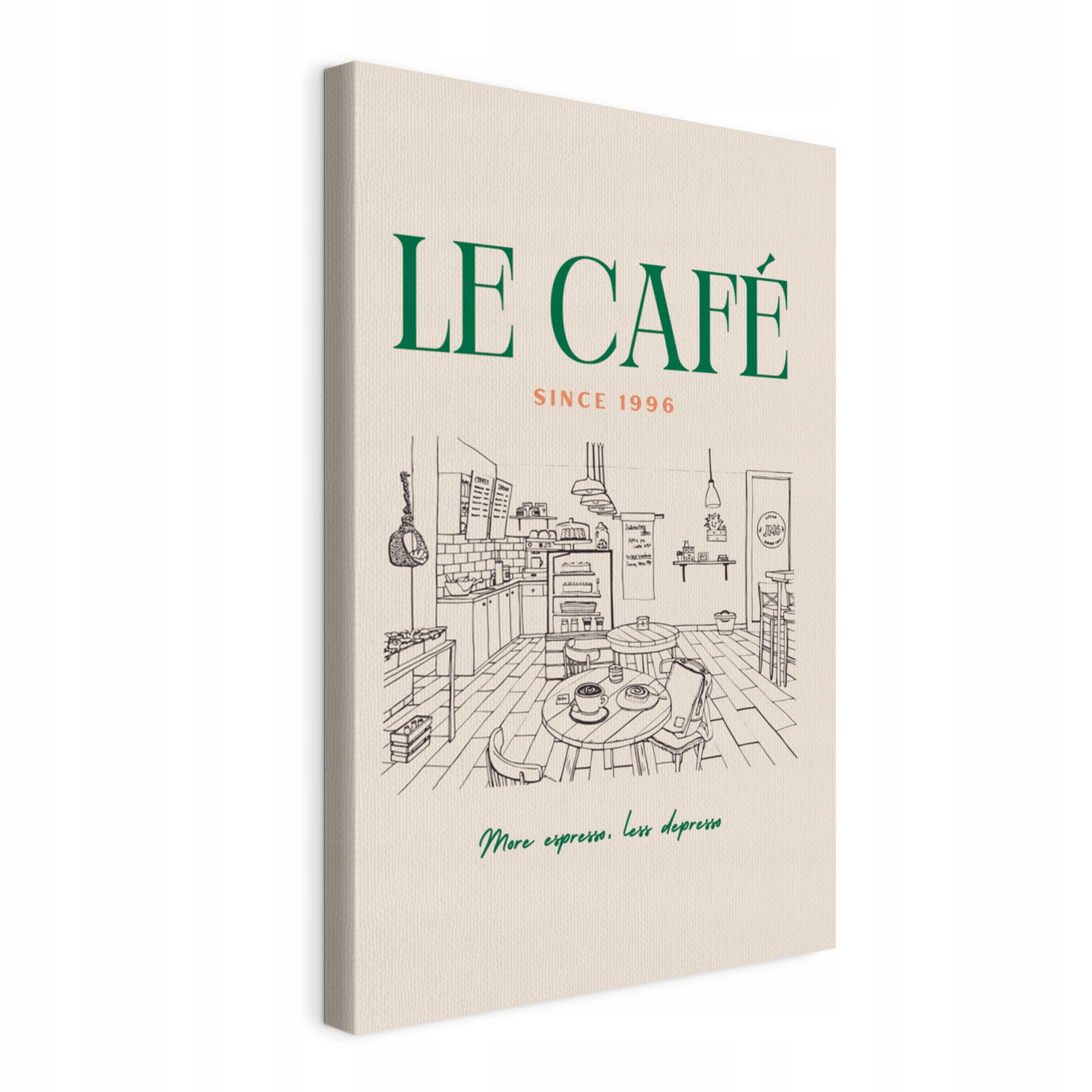 Obraz na plátně Kavárna Le Café v zeleném provedení do kuchyně restaurace 40x60