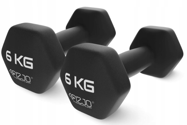 Hantle do treningu Classic ciężarki Żeliwne 2 x 6 kg winylowe 4FIZJO 2 szt.