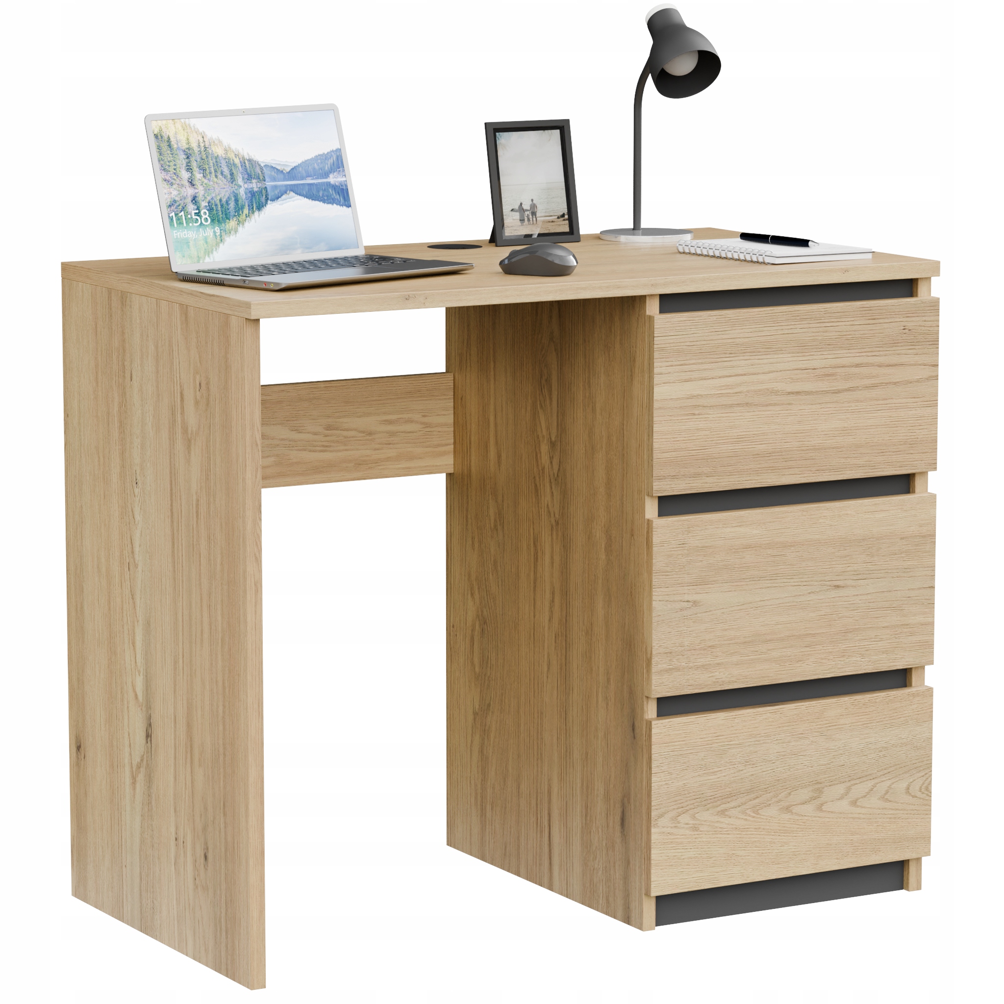 Počítačový Stůl Černý S Zásuvkami 90 cm A Prostorná Snadná Montáž Kancelář