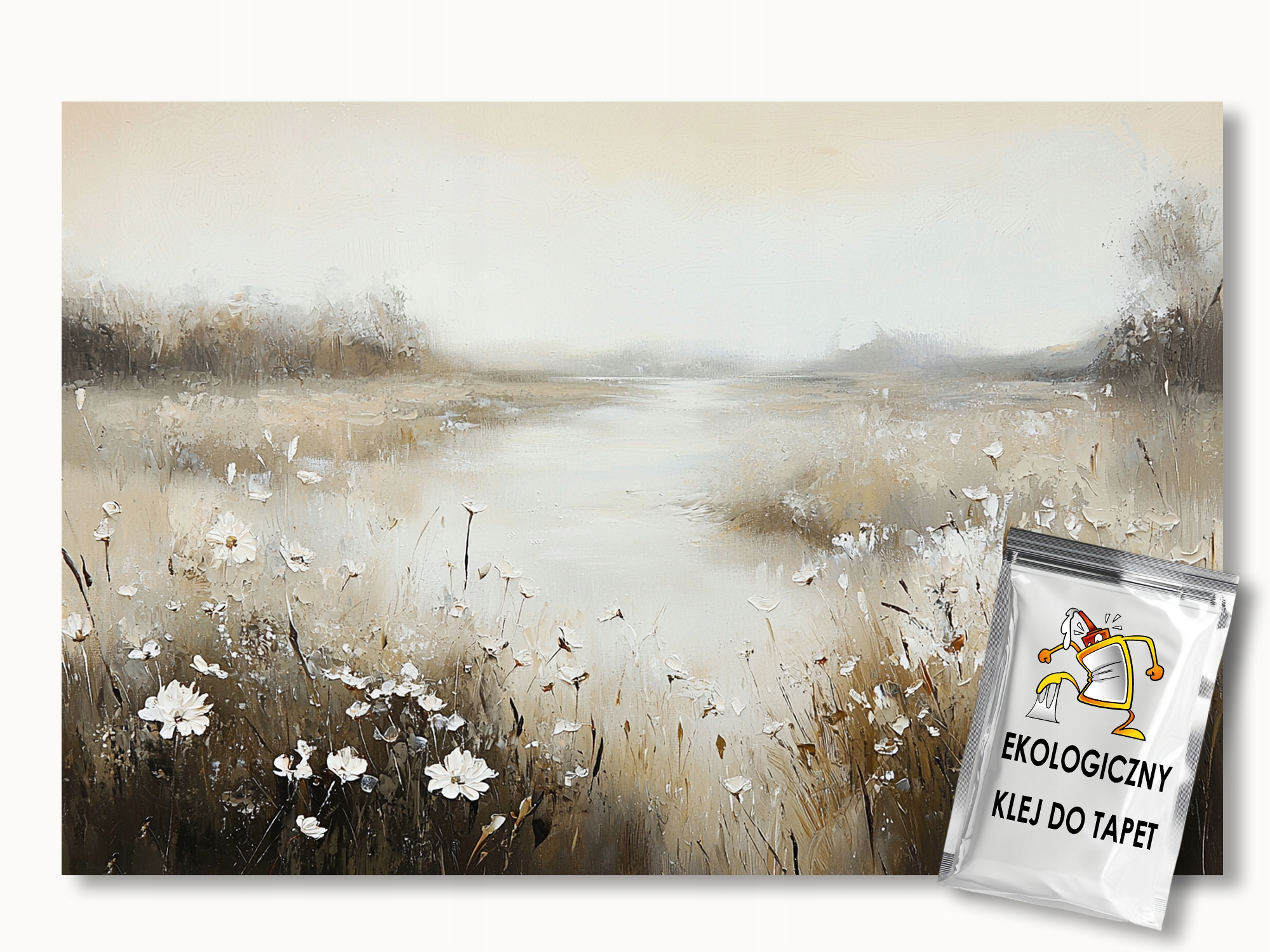 Fototapeta Flizelina Krajina Louka Potok Řeka Květiny Béžová 350x270 155g