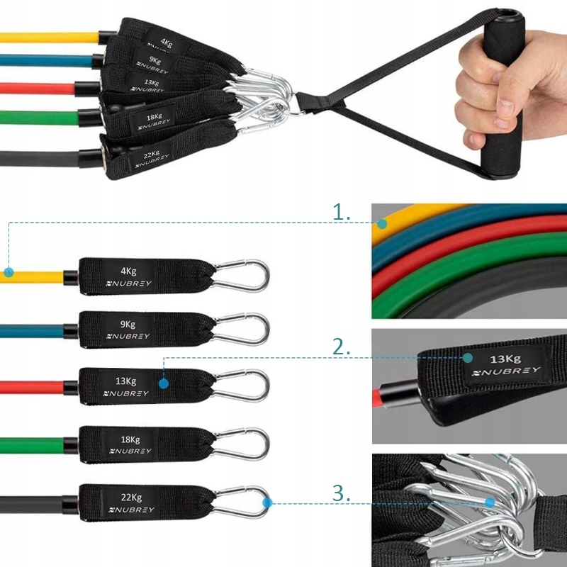 Zestaw Ekspanderów 5 Gum Oporowych do Ćwiczeń EAN (GTIN) 5904358870627