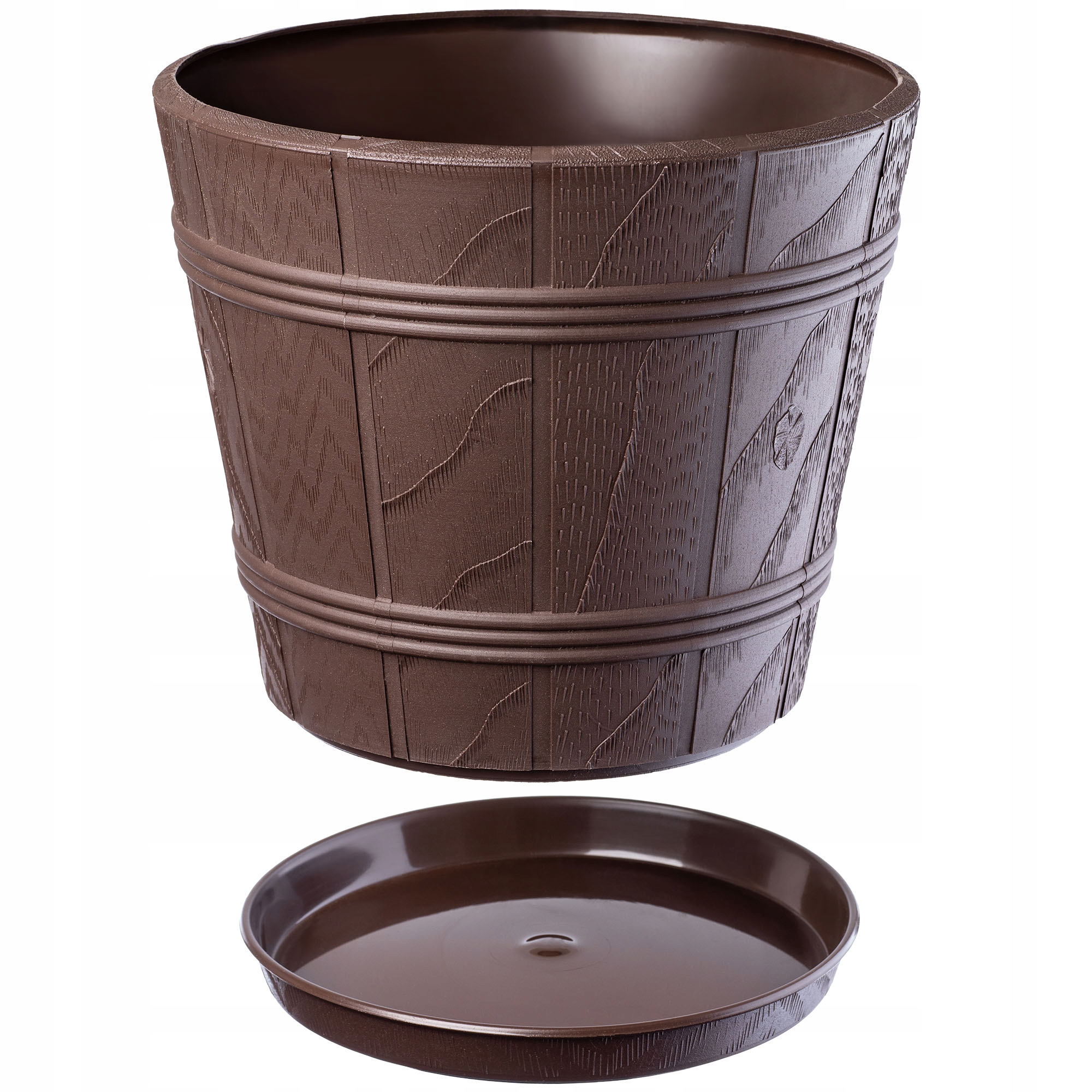 DONICZKA DONICA NA KWIATY 22cm OSŁONKA DREWNOPODOBNA KWIETNIK PLASTIKOWA Długość 22 cm