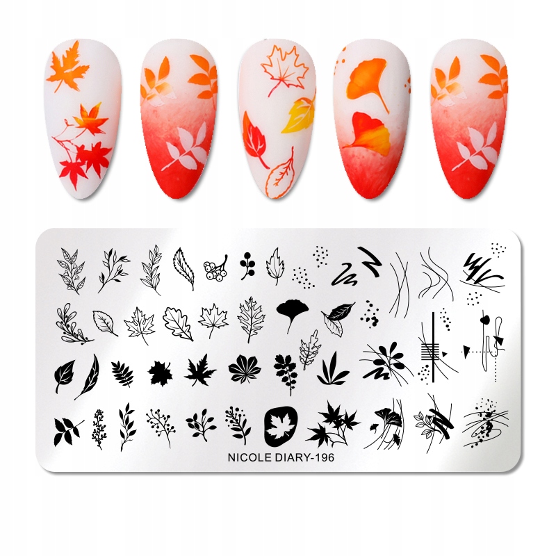

Płytka do Stempli zdobienie Paznokci Liście Jesień