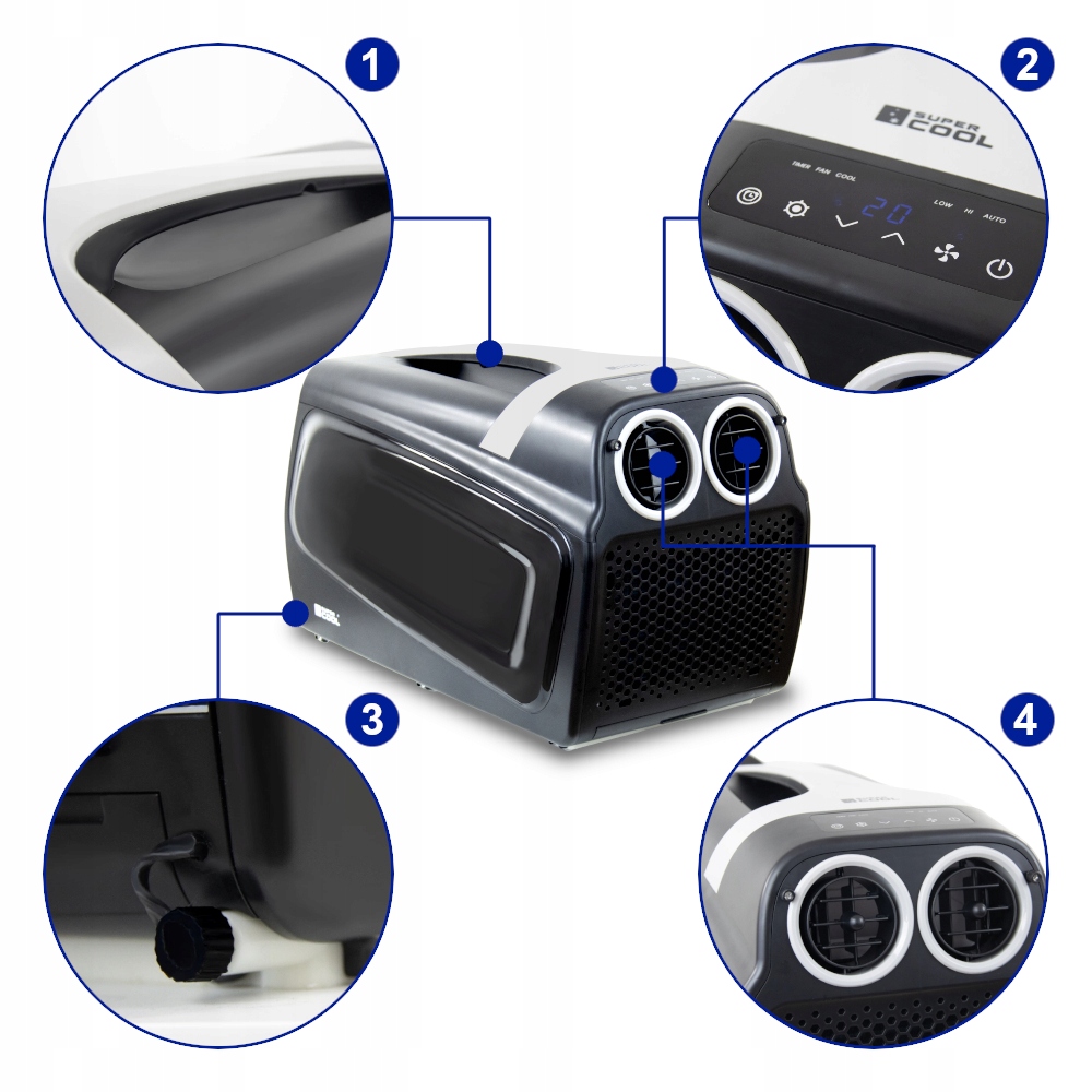 CICHY KLIMATYZATOR PRZENOŚNY DO KAMPERA DOMU FRAL SUPER COOL FSC04 WI-FI Poziom hałasu 42 dB