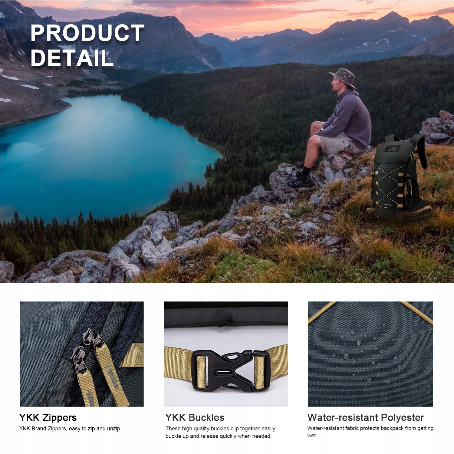 MOUNTAINTOP Plecak Turystyczny 35L Lekki Unisex Na Wędrówki i Camping — miniatura 3