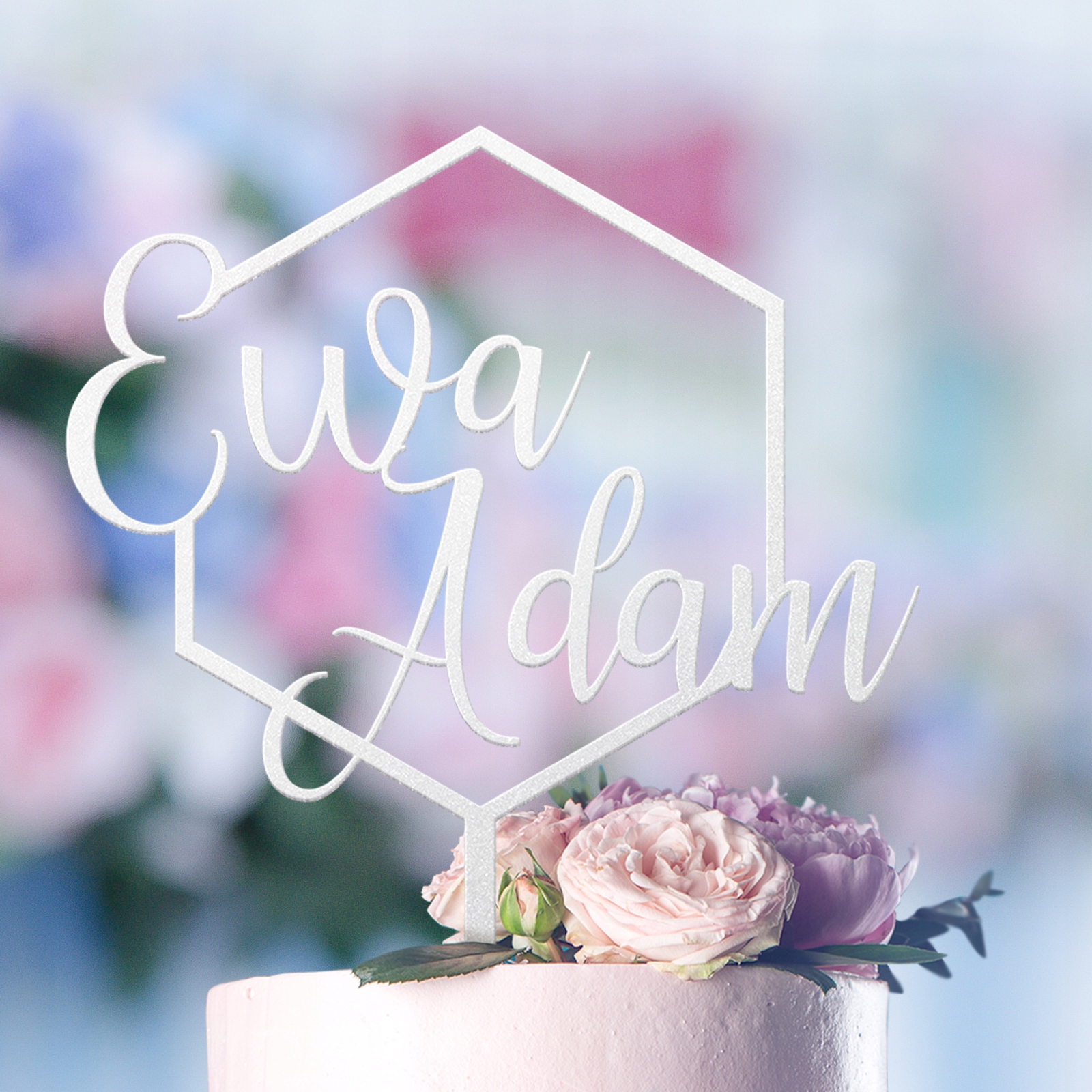 HEXAGON topper ślubny IMIONA WESELE złote LUSTRO Marka inna