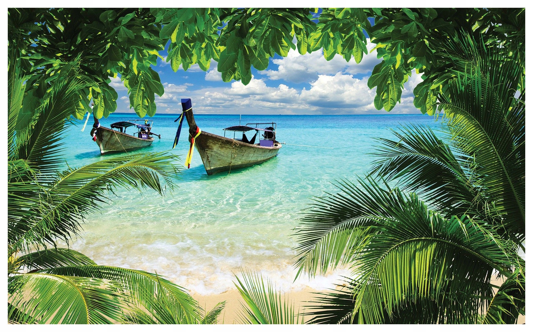 Vliesová fototapeta Pláž Moře Palmy Tropický ráj 254x184 lepidlo