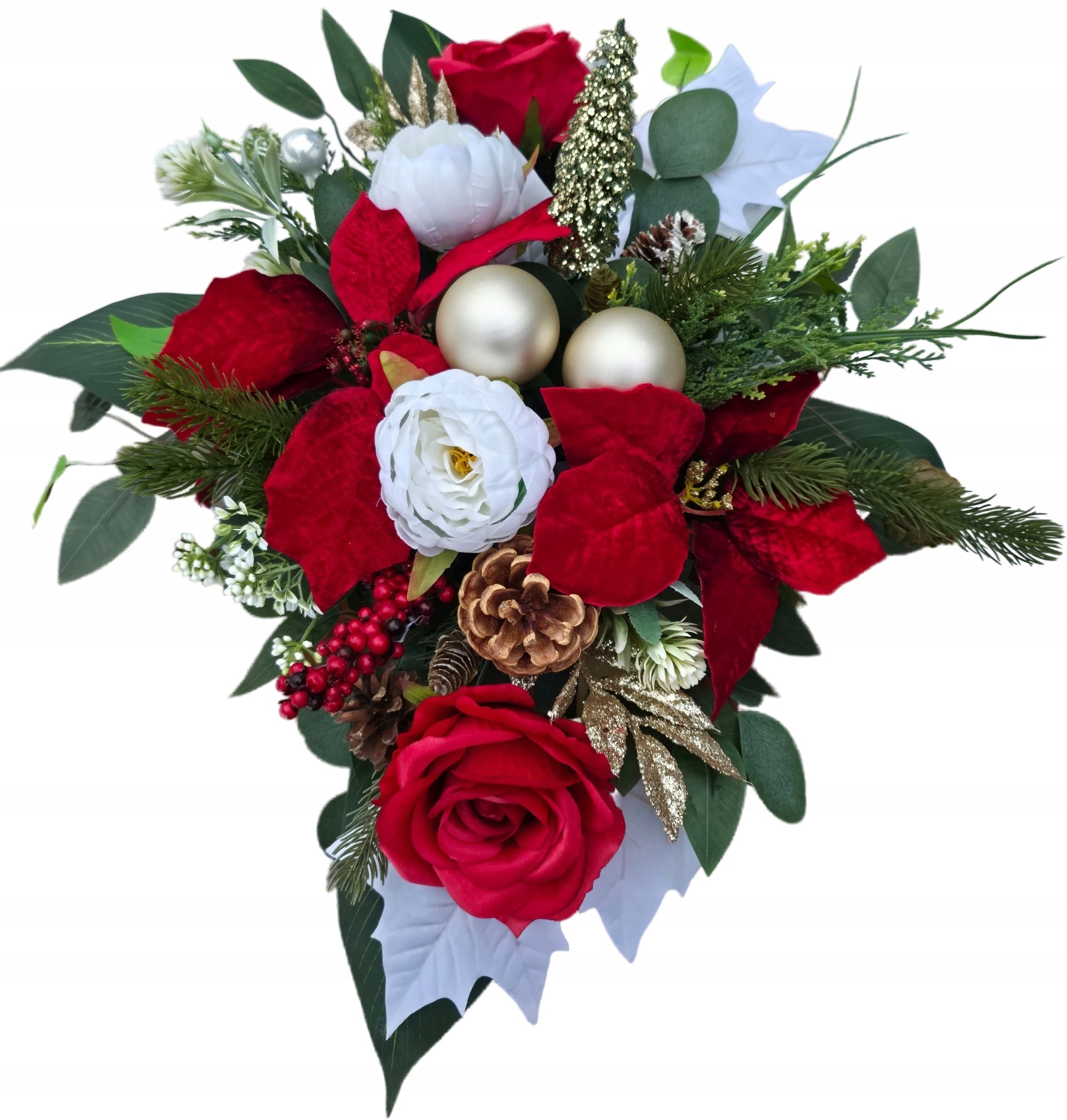 Vánoční vazba/aranžmá na hrob, na hřbitov Vánoce, stromeček, Vánoční Baňky