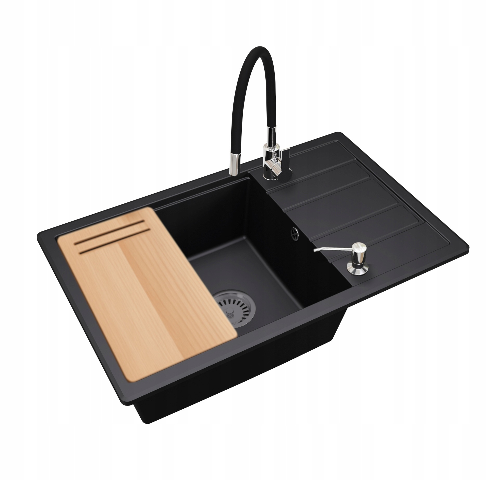 Granitový jednokomorový drez ZIRCON8010 Doska Sifón Batéria Dávkovač