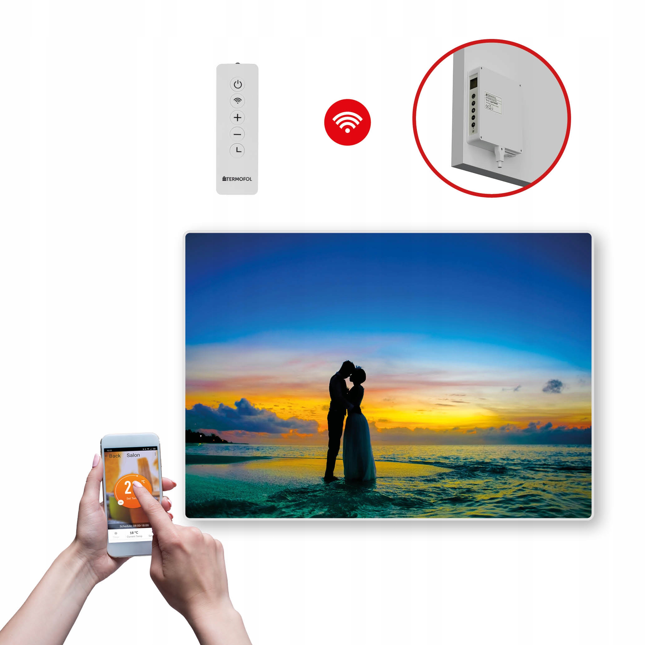 Dekoračný infračervený Vykurovací Panel s výkonom 500 W a Wifi