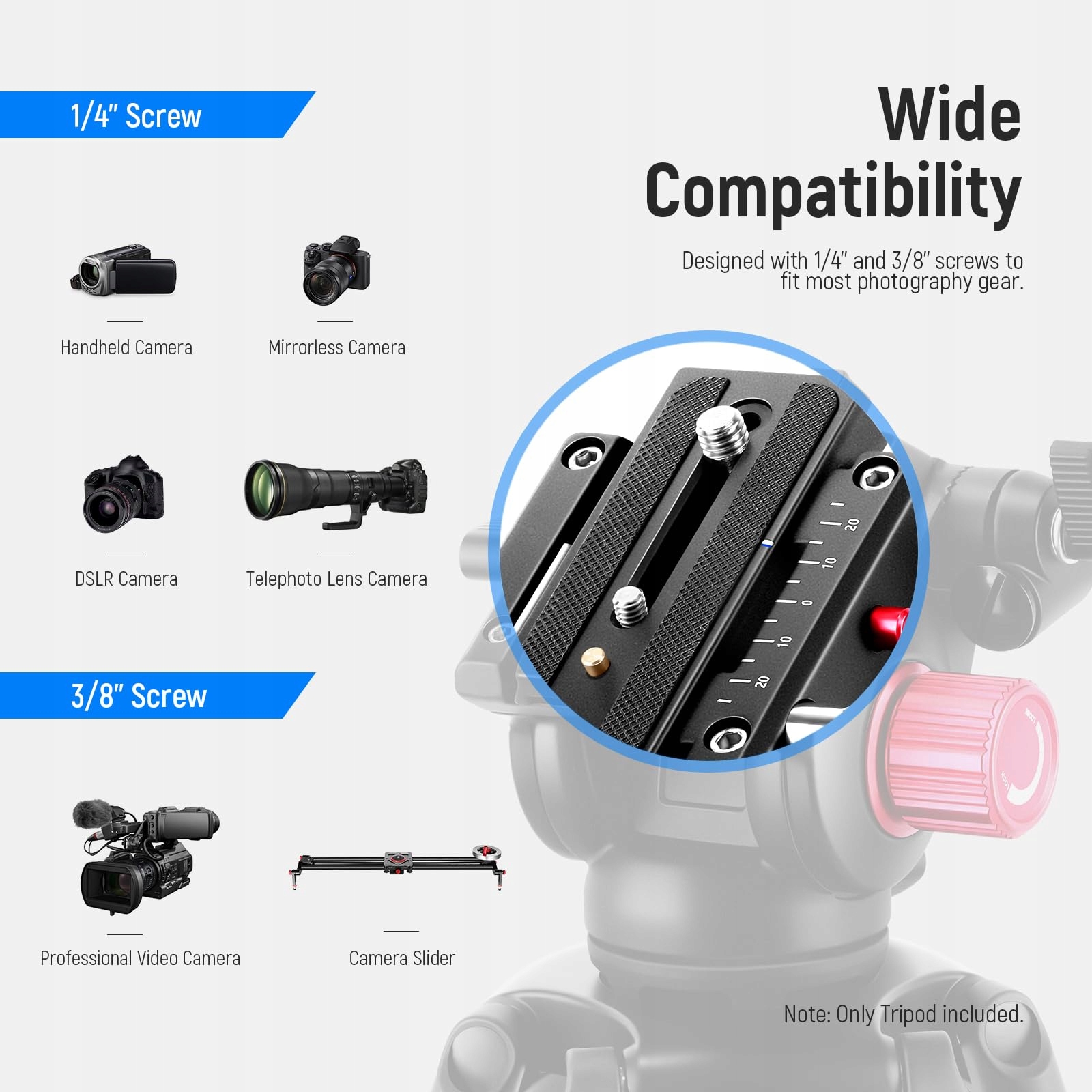 NEEWER Statyw Wideo 200cm Aluminiowy Z Głowicą 360° Do DSLR 8kg Udźwig — miniatura 8