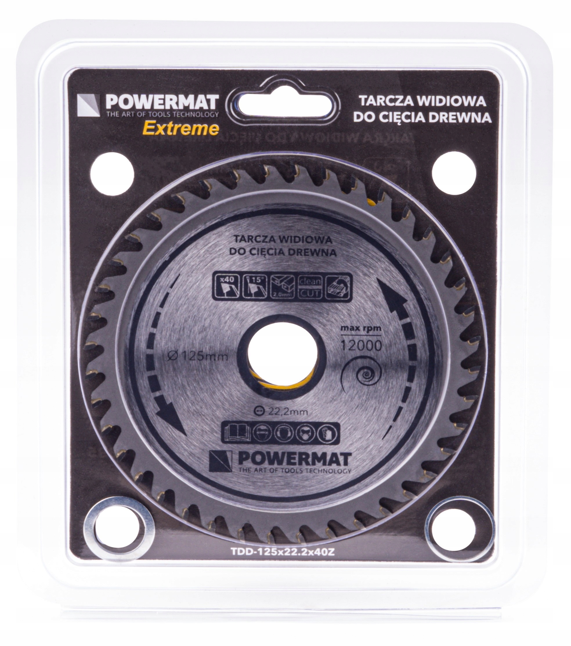 Tarcza WIDIOWA Do CIĘCIA Drewna PILARKI TARCZOWEJ Piły Piła 125 x 22.2 40Z Marka Powermat