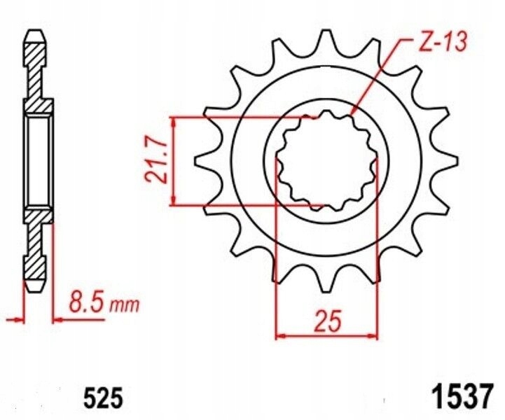 ZĘBATKA PRZEDNIA 17 KAWASAKI ZX-9R ZX-6R ZX-10R