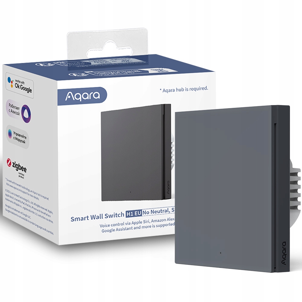 Aqara Jednopólový spínač šedý bez neutrálního vodiče, EUK-01G Zigbee