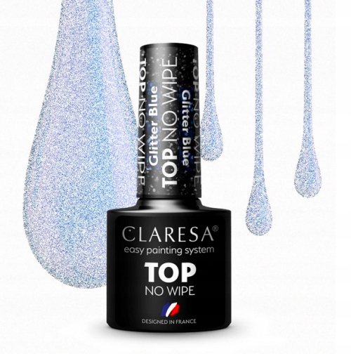 CLARESA TOP NO WIPE GLITTER BROKATOWY TOP BLUE 5G