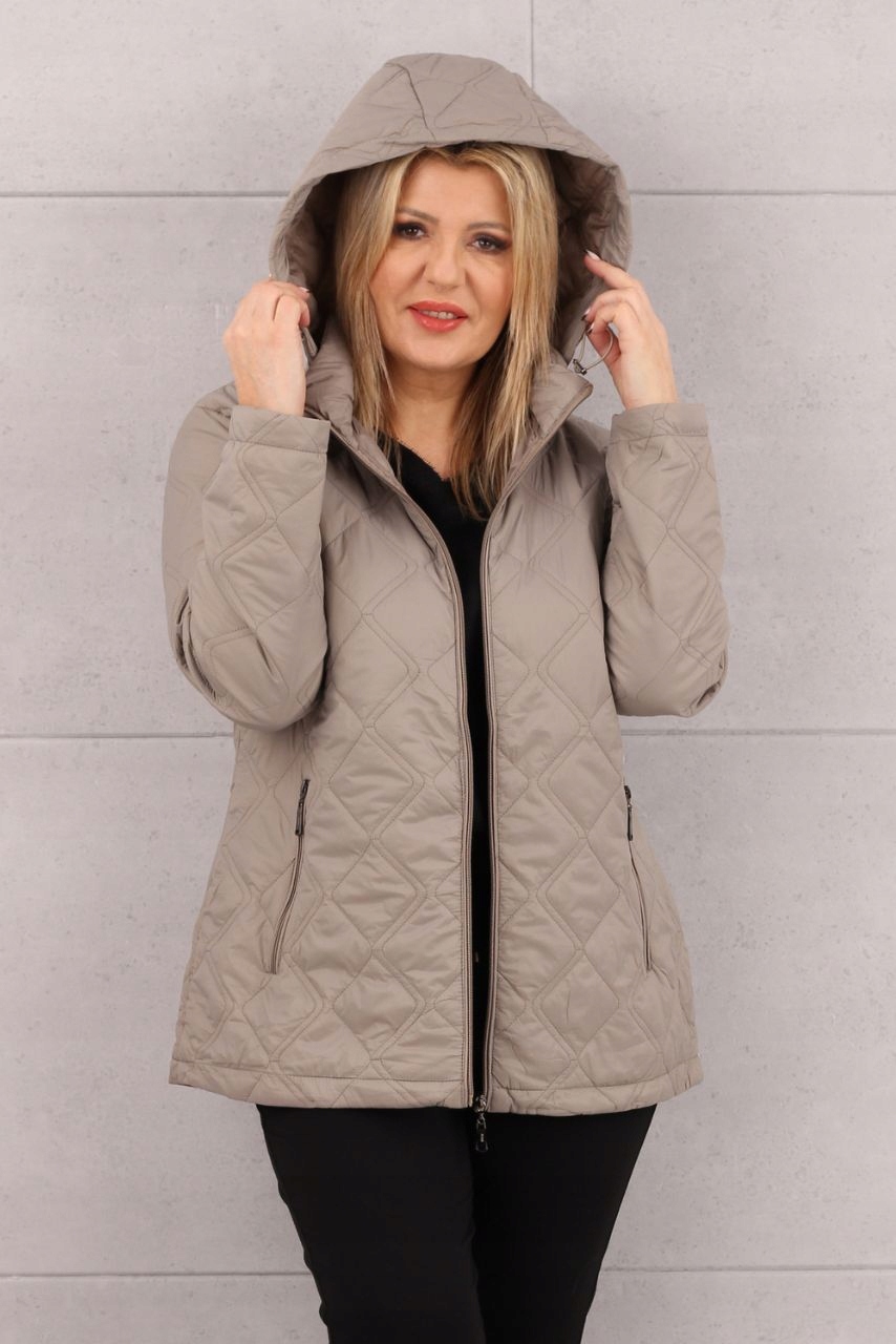 PIKOWANA PRZEJŚCIOWA LUŹNA KURTKA DAMSKA Z KAPTUREM PIKOWANA ROZMIARY Rozmiar 42