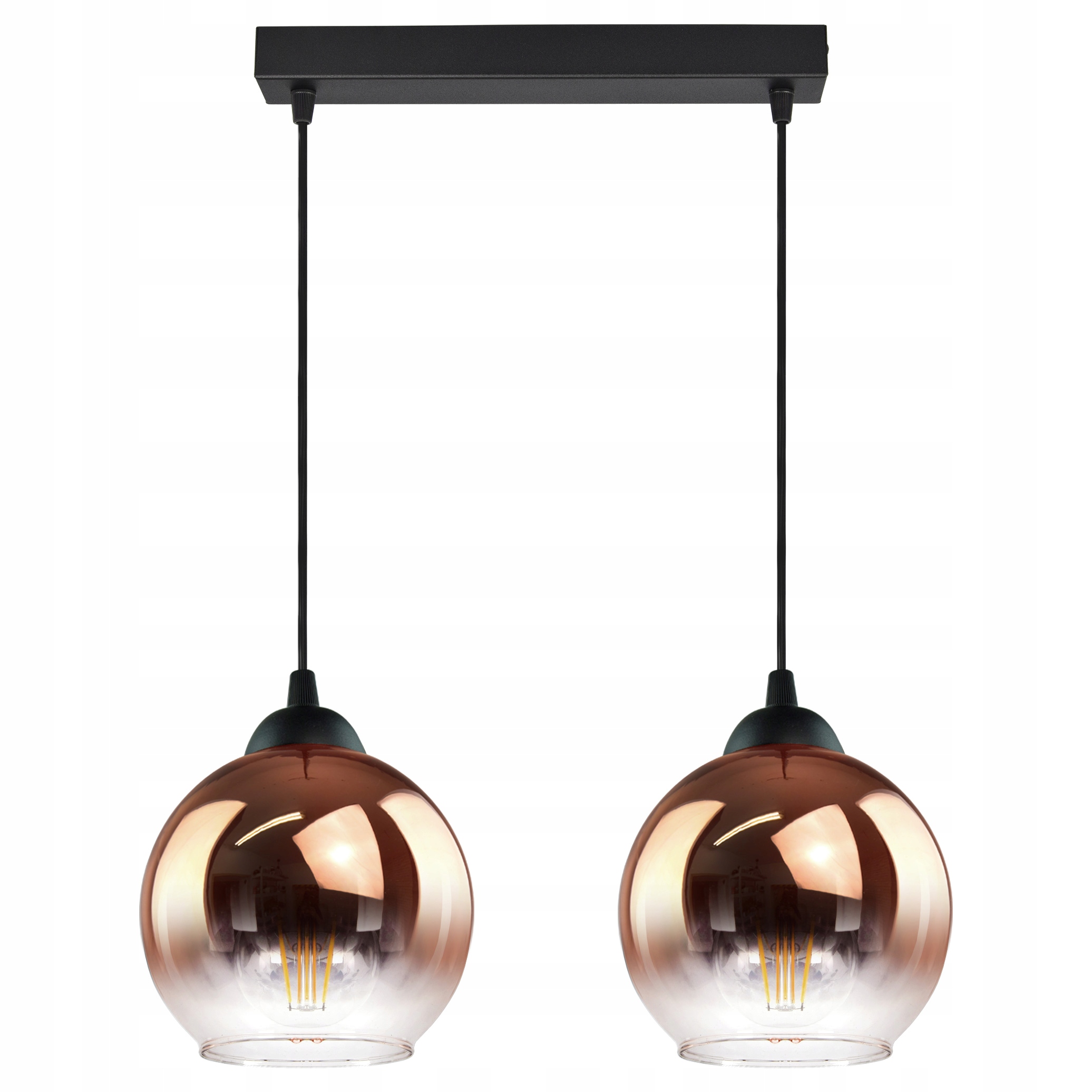 

Lampa Wisząca Dwie Kule Miedziane Transparentne