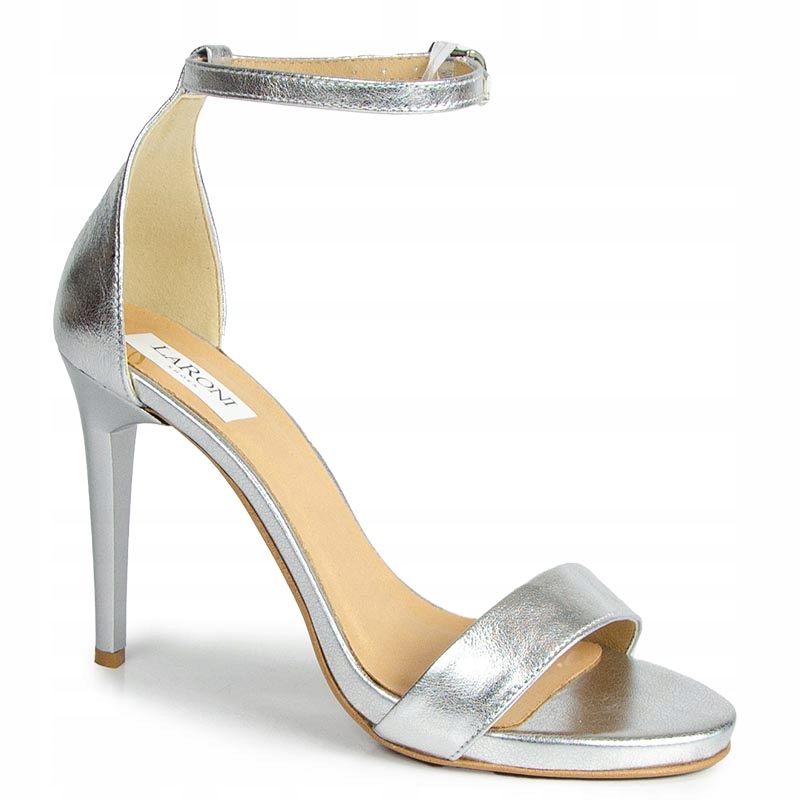 LaRoni 2613 Špendlíky Sandály Lodičky Kůže Stříbrné 39