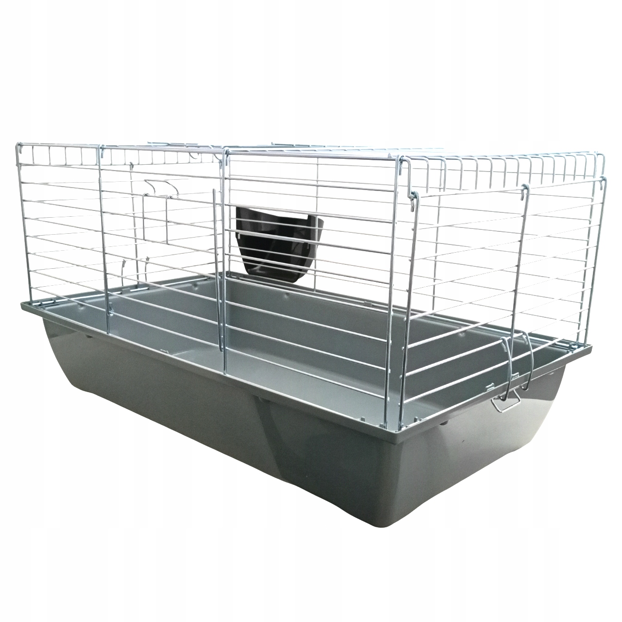 Levně Klec pro králíka prasátka, pevný silný drát, pevná plastová toaleta, šedá