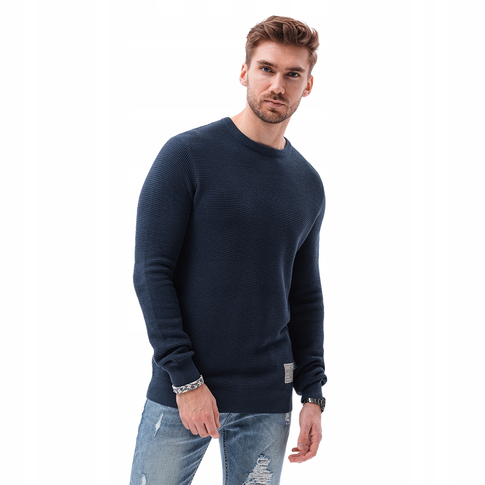 

Sweter męski basic casual E185 ciemnoniebieski XXL