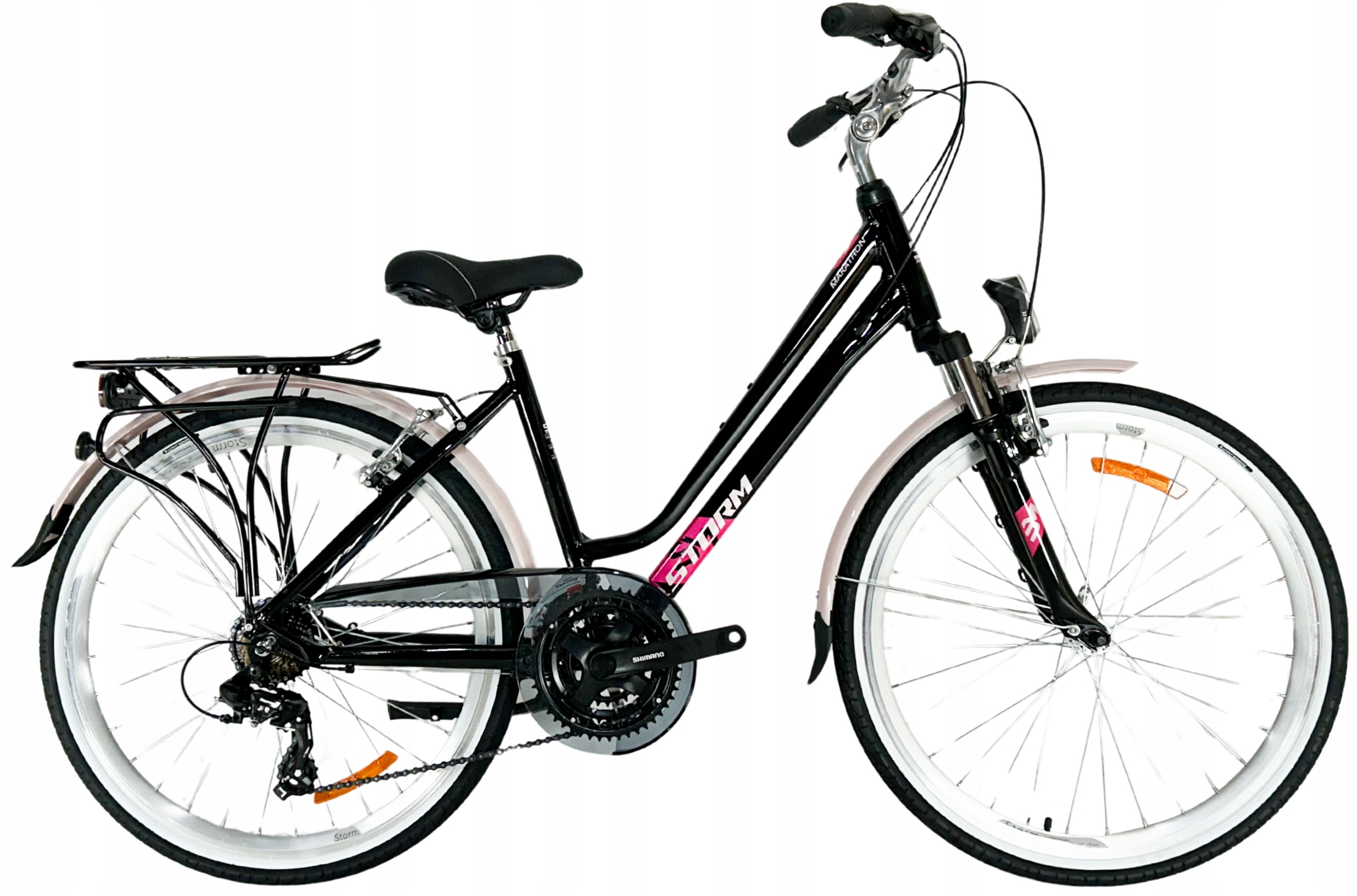 Rower Trekkingowy Damski Storm Marathon 1.0 Lady 17 26 czarny różowy 2026