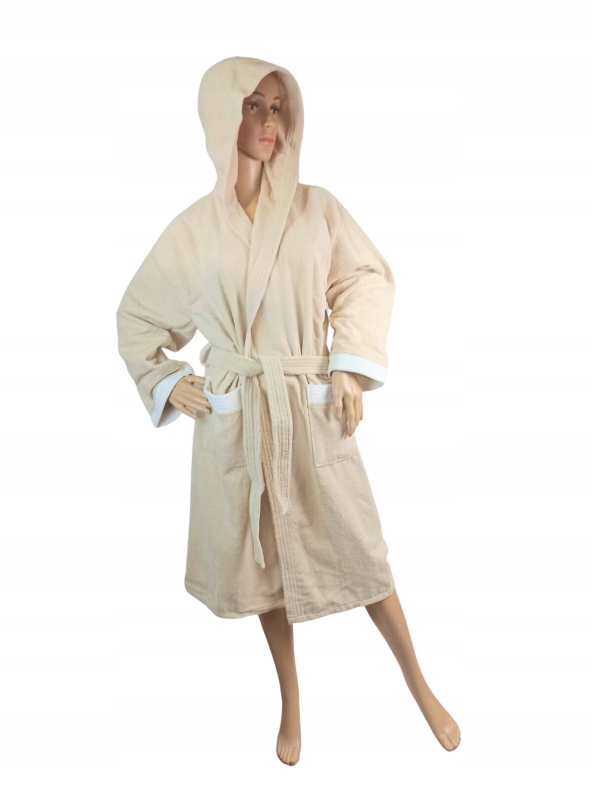 Župan s kapucí Unisex 100% Bavlna Hustě tkaný "M" 450 g/m2 béžový