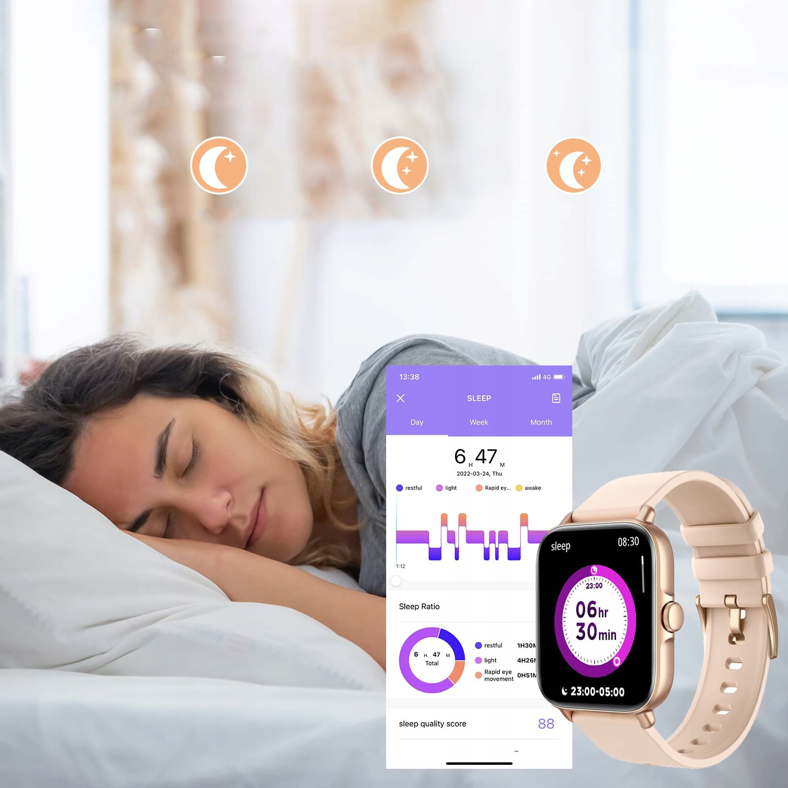 ZEGAREK SMARTWATCH 1.7" DAMSKI SMARTLOCZ Komunikacja Bluetooth