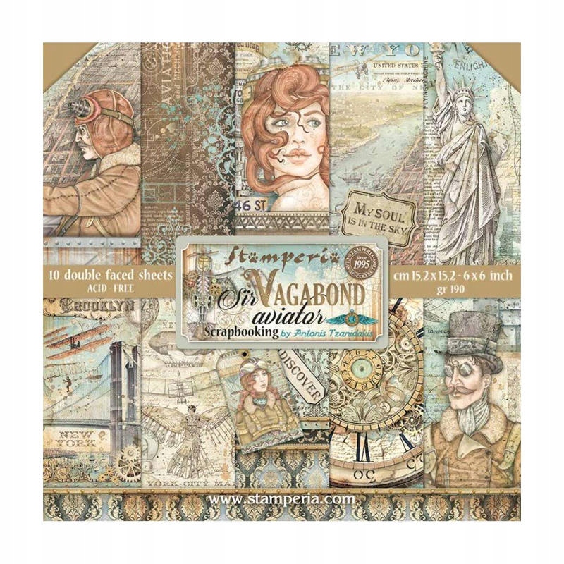 Zestaw papierów 15x15 Stamperia Aviator