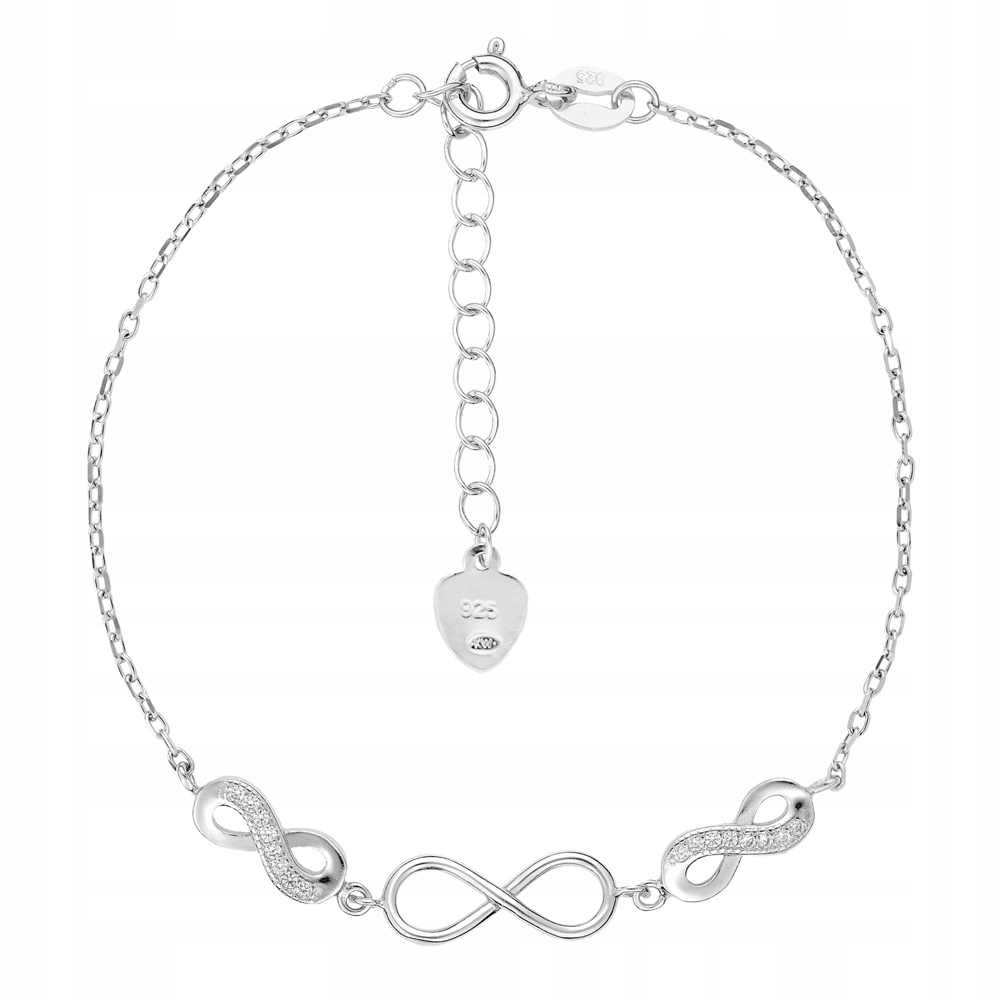 

Bransoletka srebrna 3 znaki nieskończoności Sadva