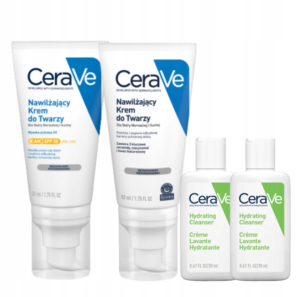 CeraVe Zestaw Nawilżający Krem do Twarzy Spf 50 52ml, Krem do Twarzy 52ml