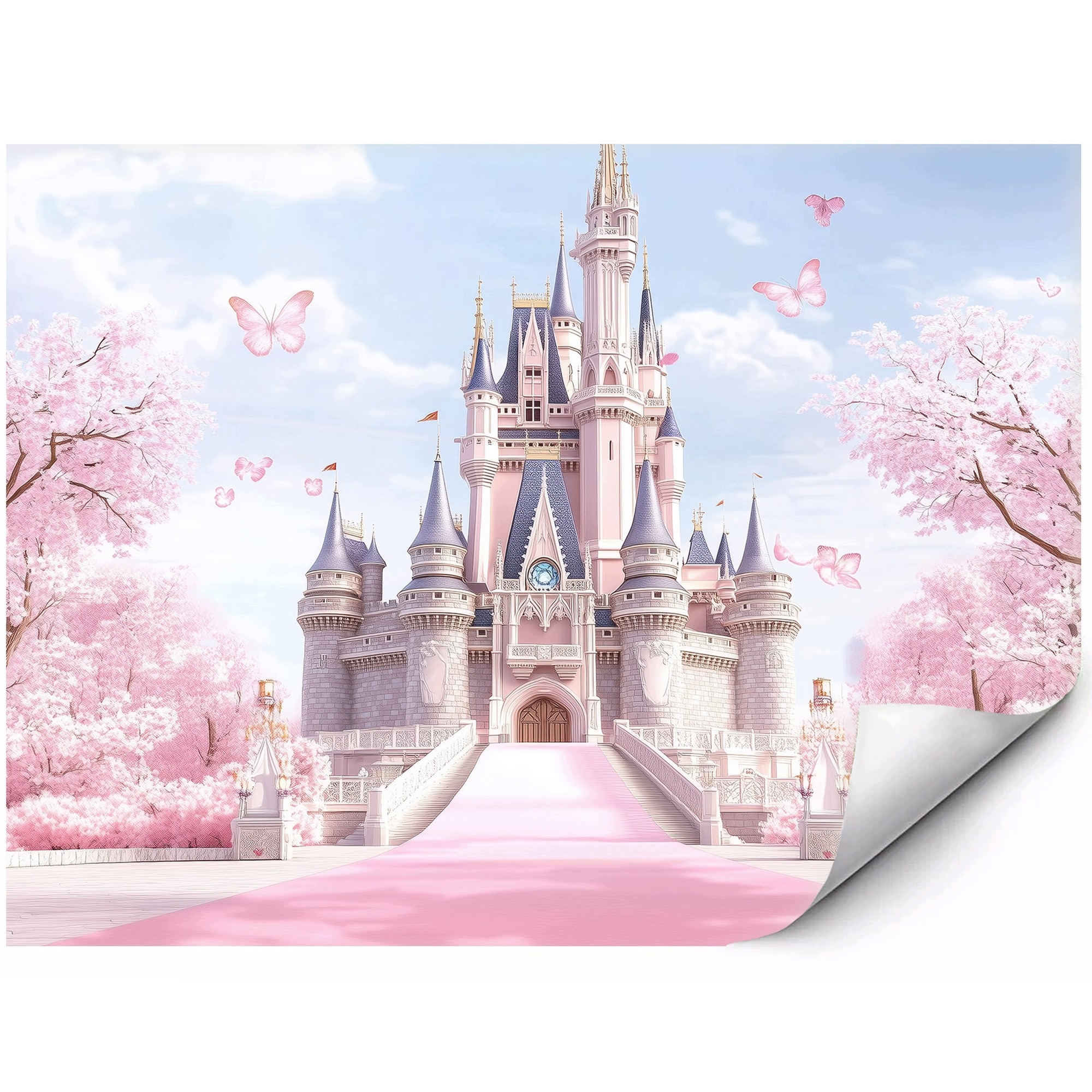 Fototapeta Bajkowy różowy zamek księżniczki Premium 200x140 cm