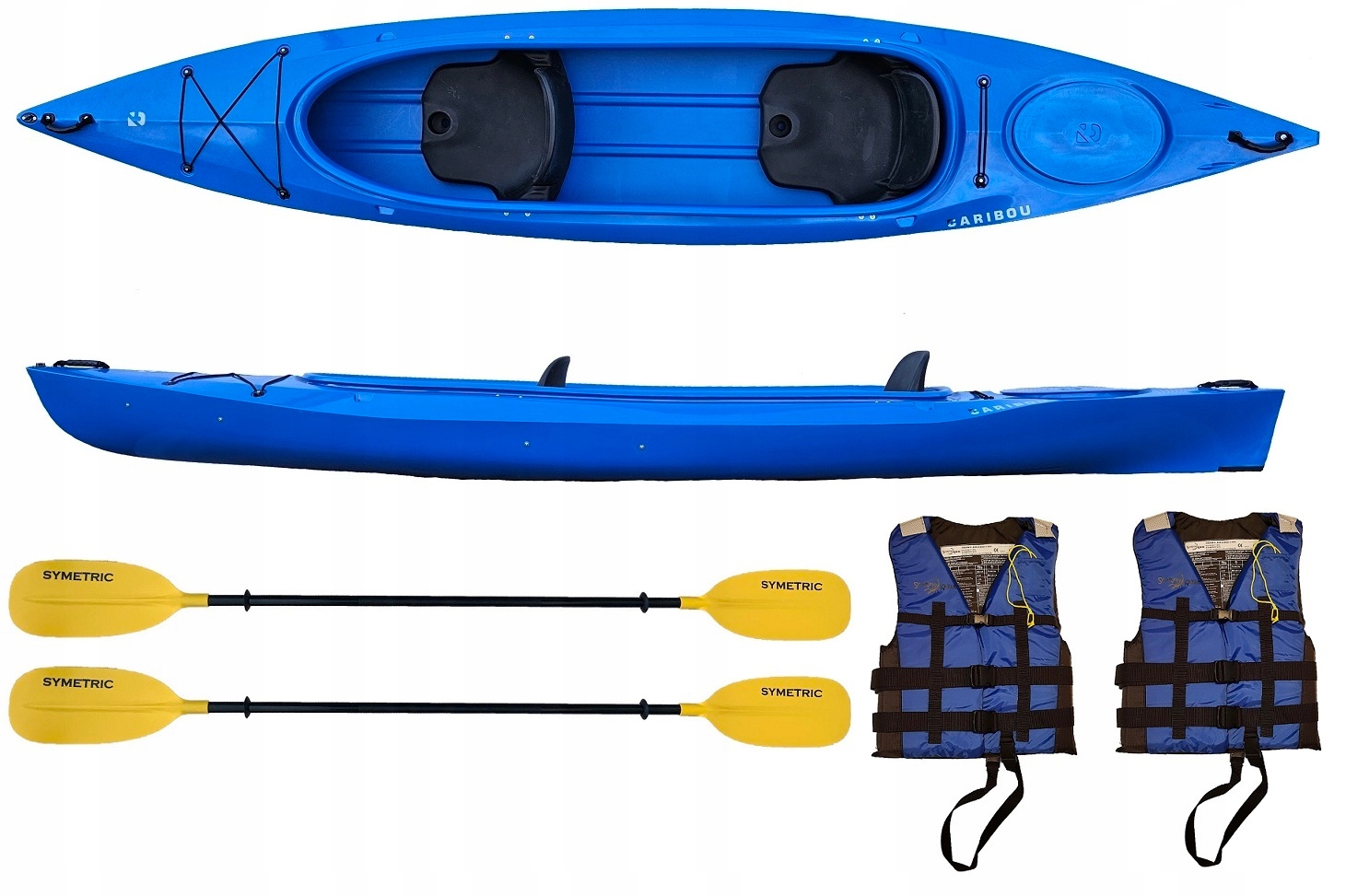 Dwuosobowy Kajak Turystyczny Caribou Stabilny Rodzinny Dwójka Zestaw