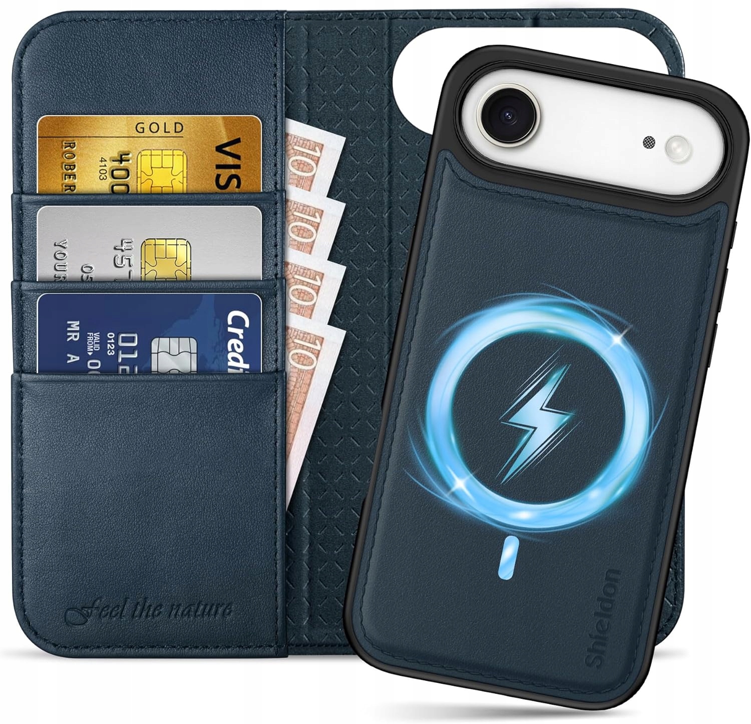 Flipové pouzdro Zadní Kryt Magsafe 2v1 Shieldon Kůže pro Apple iPhone 17 Air