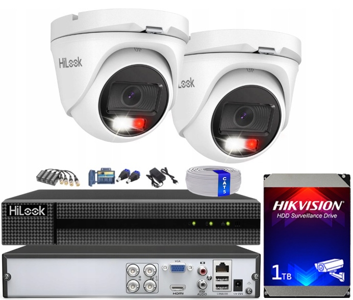 Sada na monitorovanie 5MPx HiLook Vonkajšie kamery Hybrid Light s krútenou dvojlinkou