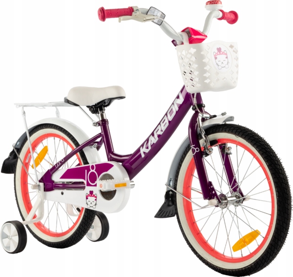 Rower dziecięcy 18 cali Dla Dziewczynki Karbon Tiara Rowerek Fioletowy