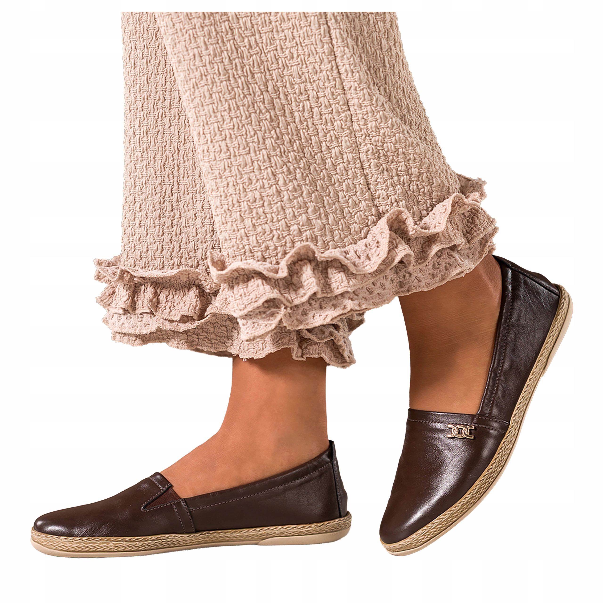 Dámské kožené čokoládové Polobotky Espadrilky Slip On Ploché Pohodlné vel. 41