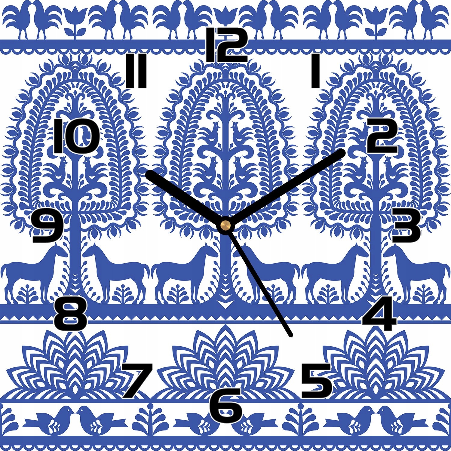 

Zegar szklany Polski papier kurpiowy retro 30x30cm