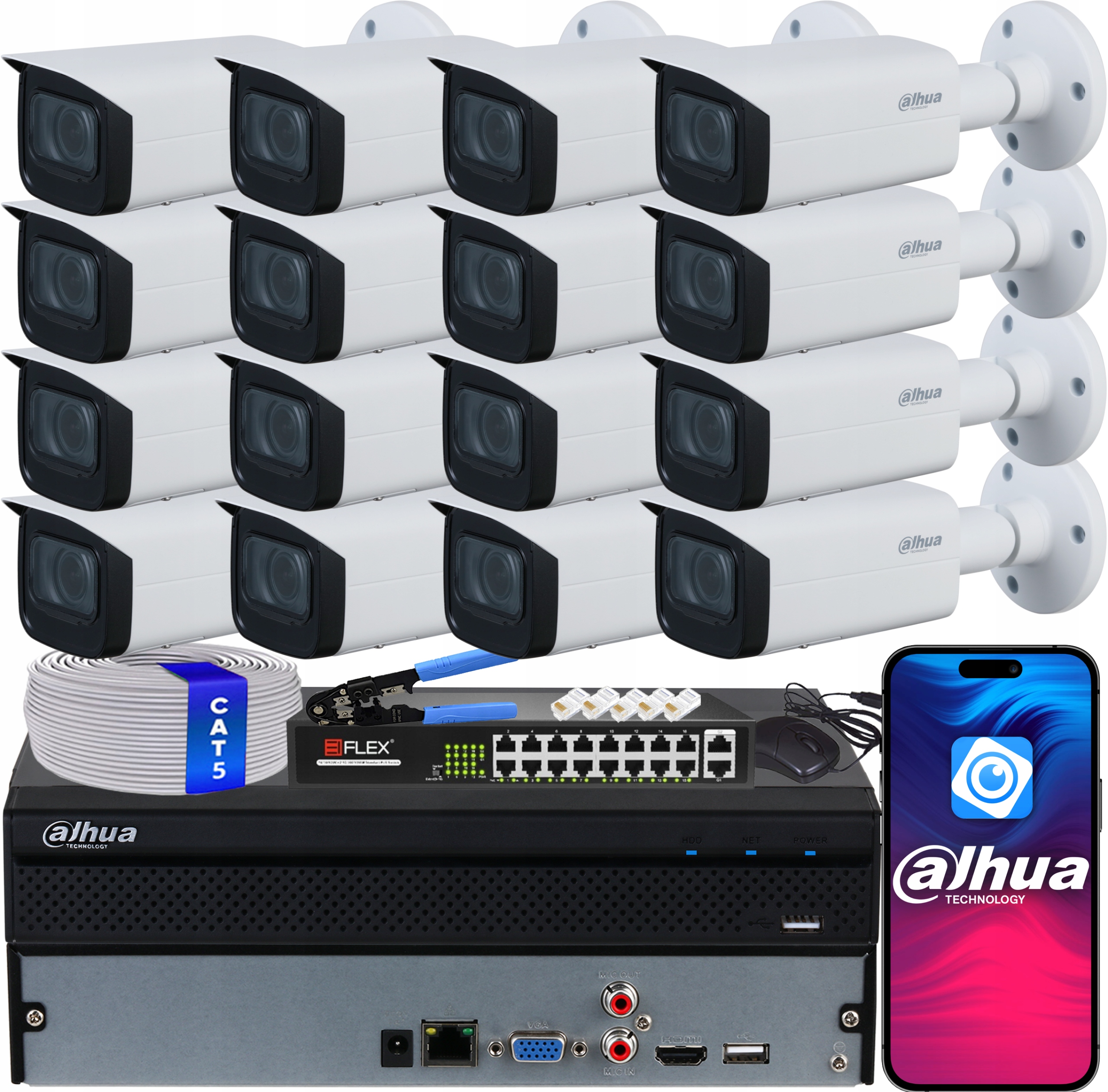 Sada pro monitorování 16x Ip kamera Dahua IPC-HFW1431T-ZS-2812-S4 4Mpx