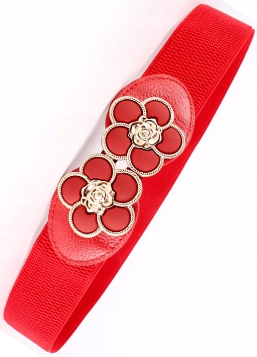

Pasek Elastyczny Damski do sukienki klamra kwiaty