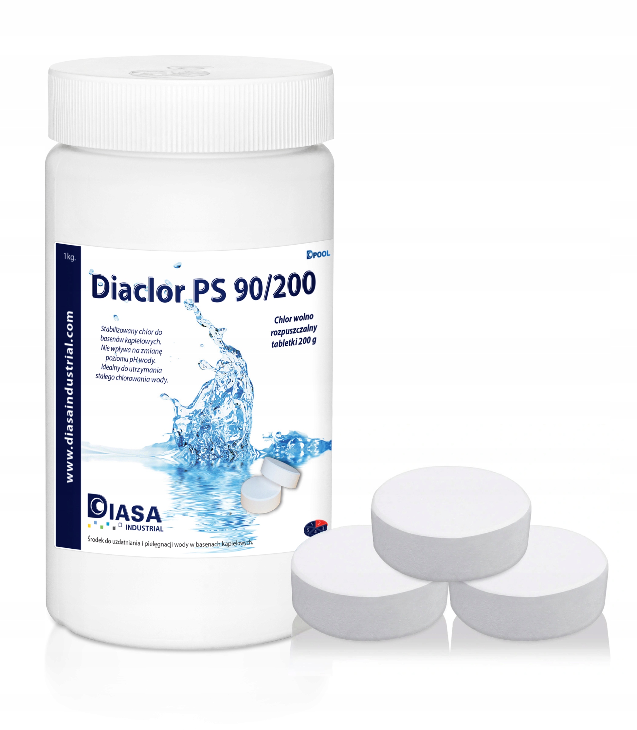 

Chlor Wolnorozpuszczalny Tabletki 90/200 Diasa 1kg