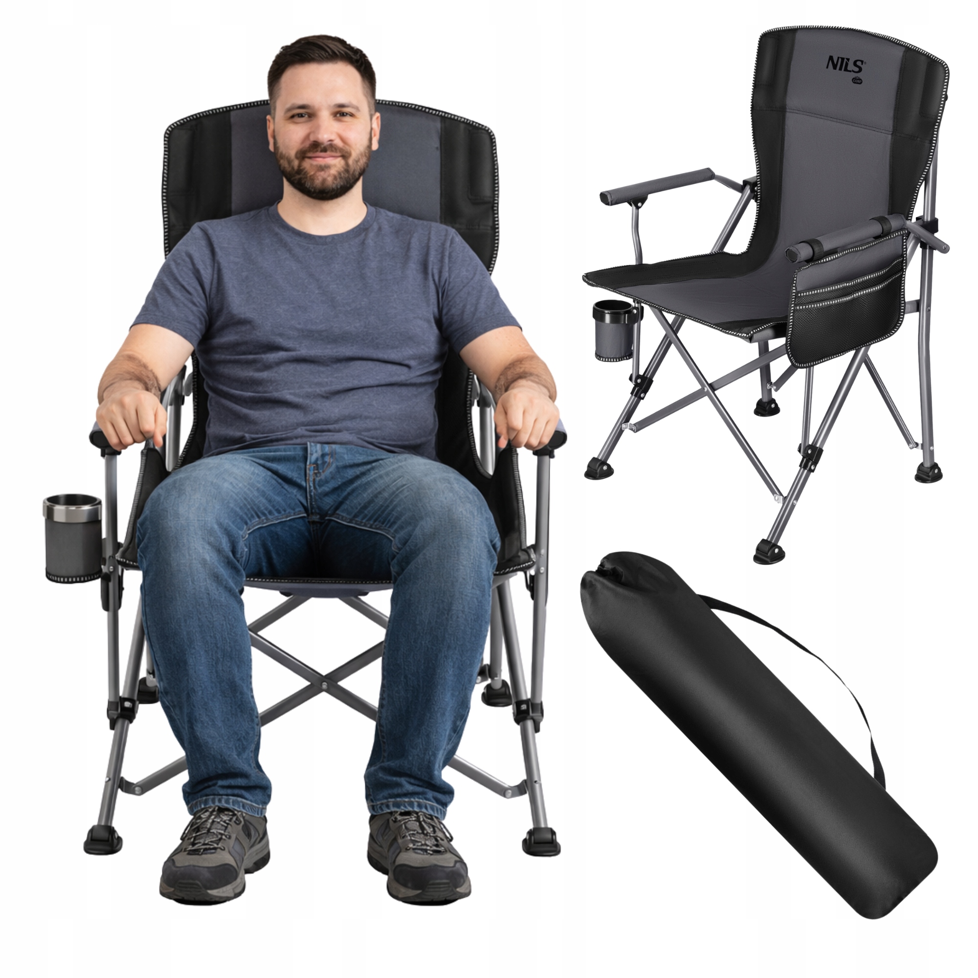 Krzesło Wędkarskie Na Ryby Składane Turystyczne Kempingowe Pokrowiec