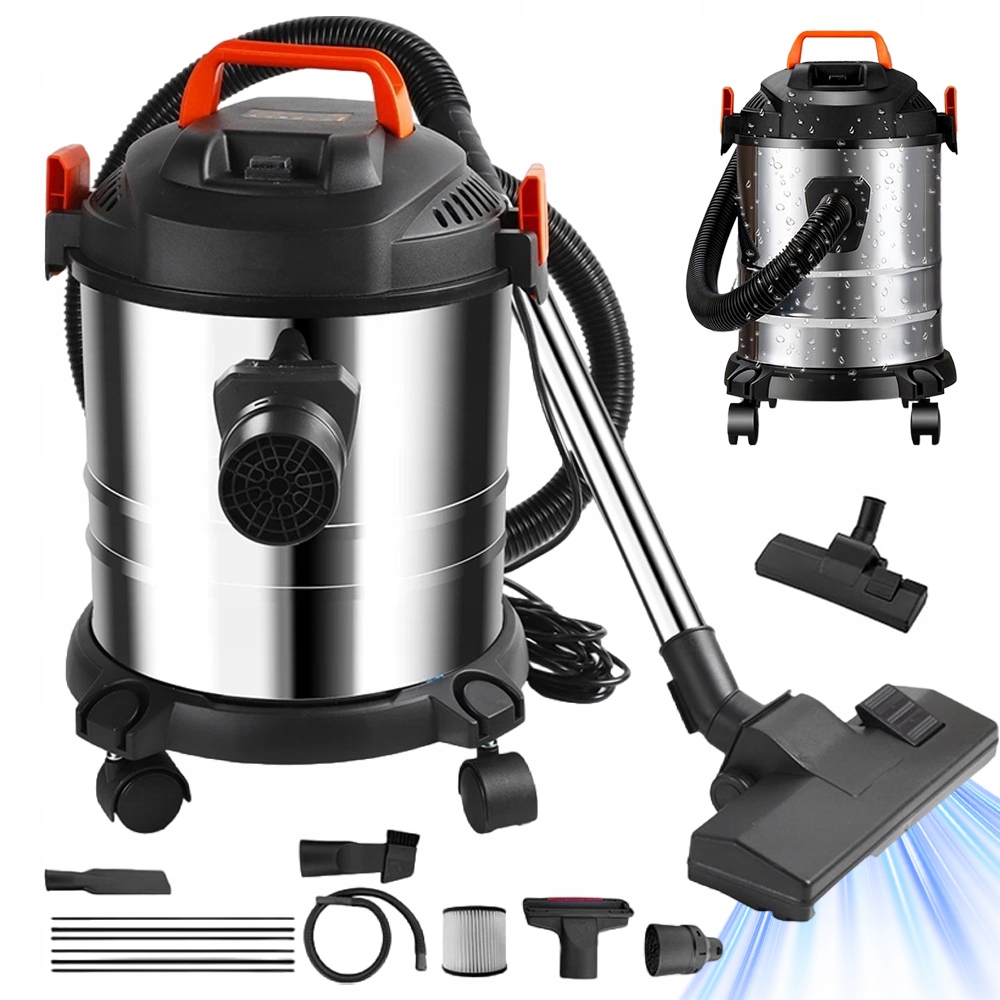 Vysavač 20L 2000W Pro Suché A Mokré Vysávání, Nerezová Ocel