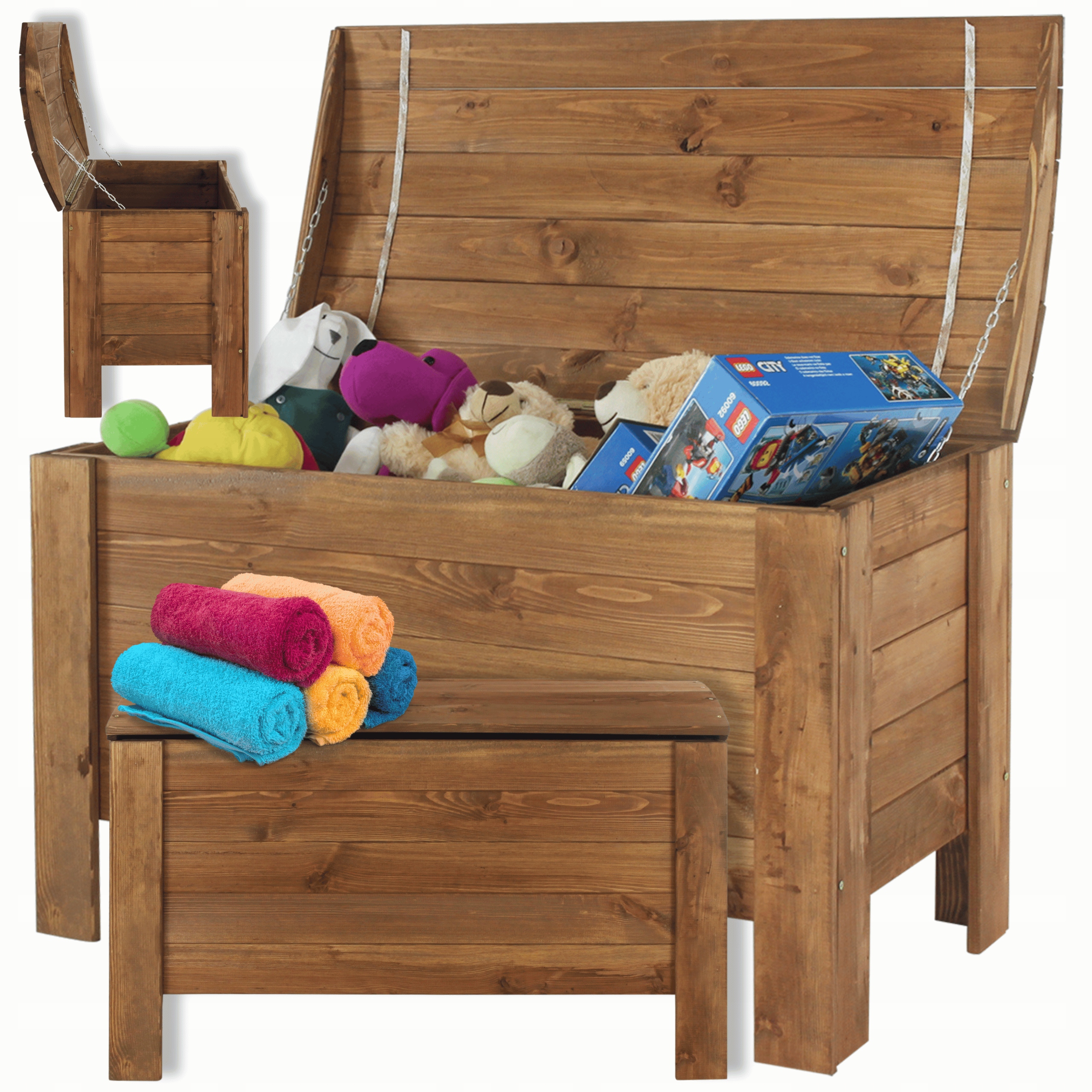 Borovicová skříň balkonová zahradní truhla Dřevěný kufr na hračky Eko