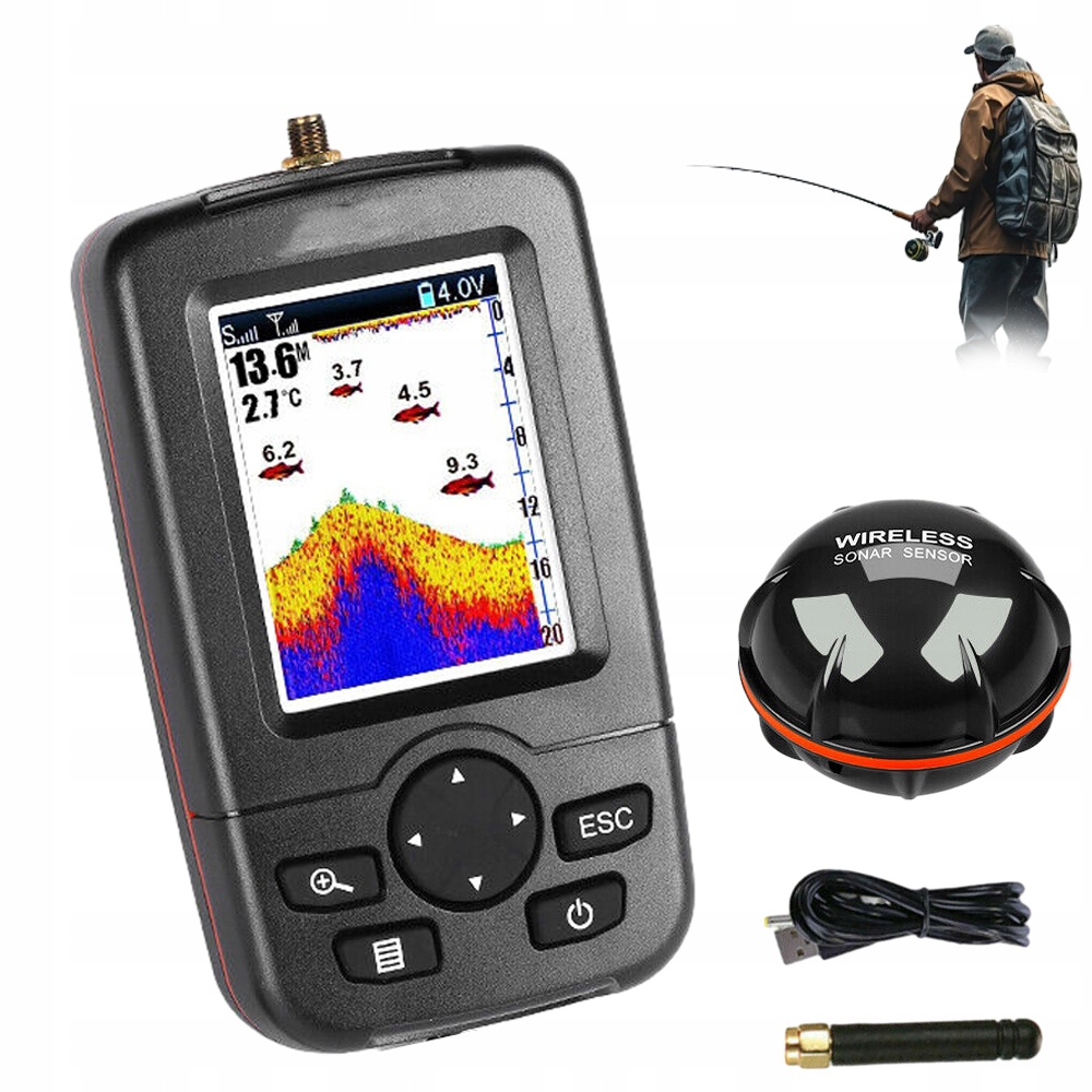 Detektor Ryb Bezprzewodowy Do Wykrywania Ryb Głębokość 2-148FT