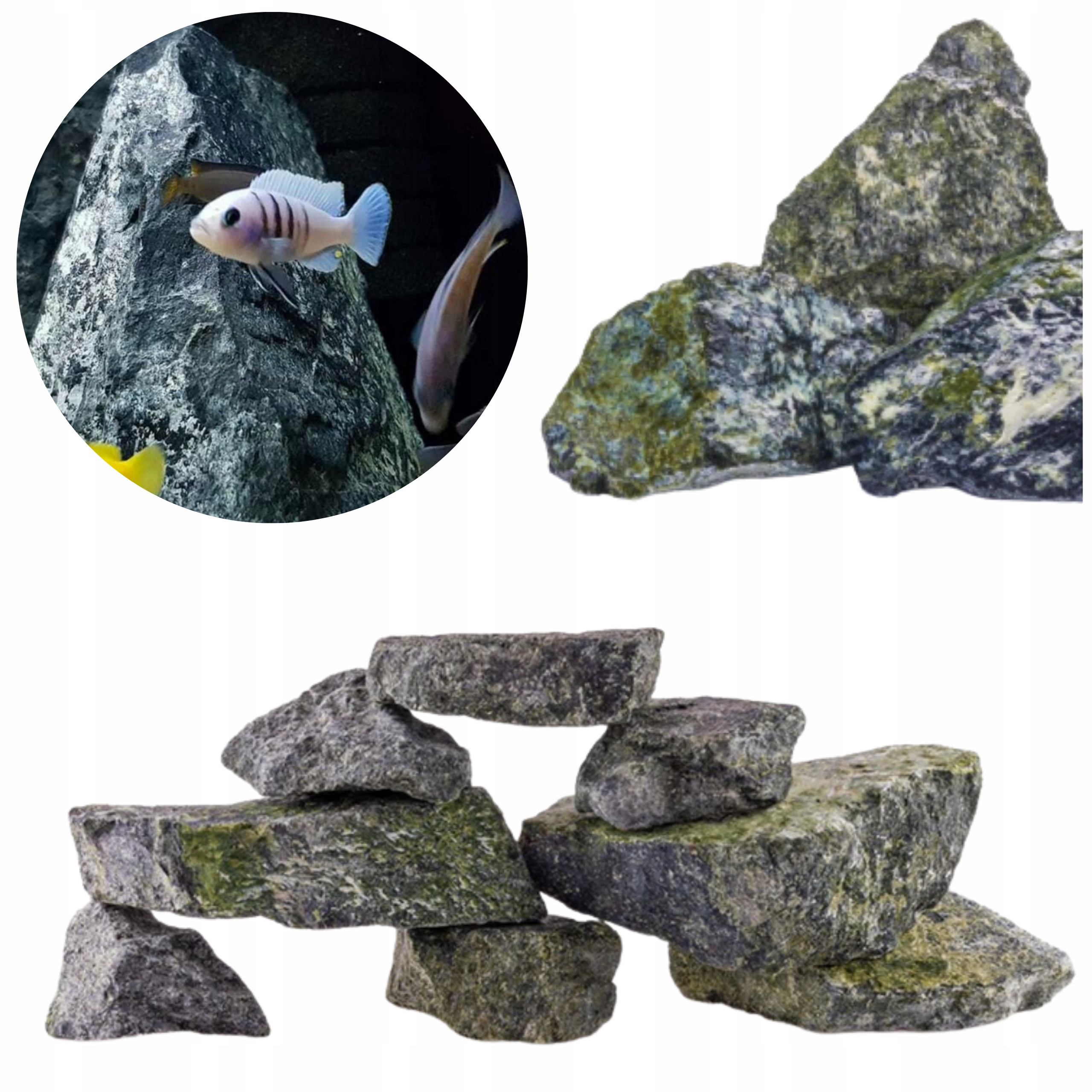 15KG GREEN ROCK ZESTAW KAMIENI SKAŁA DO AKWARIUM