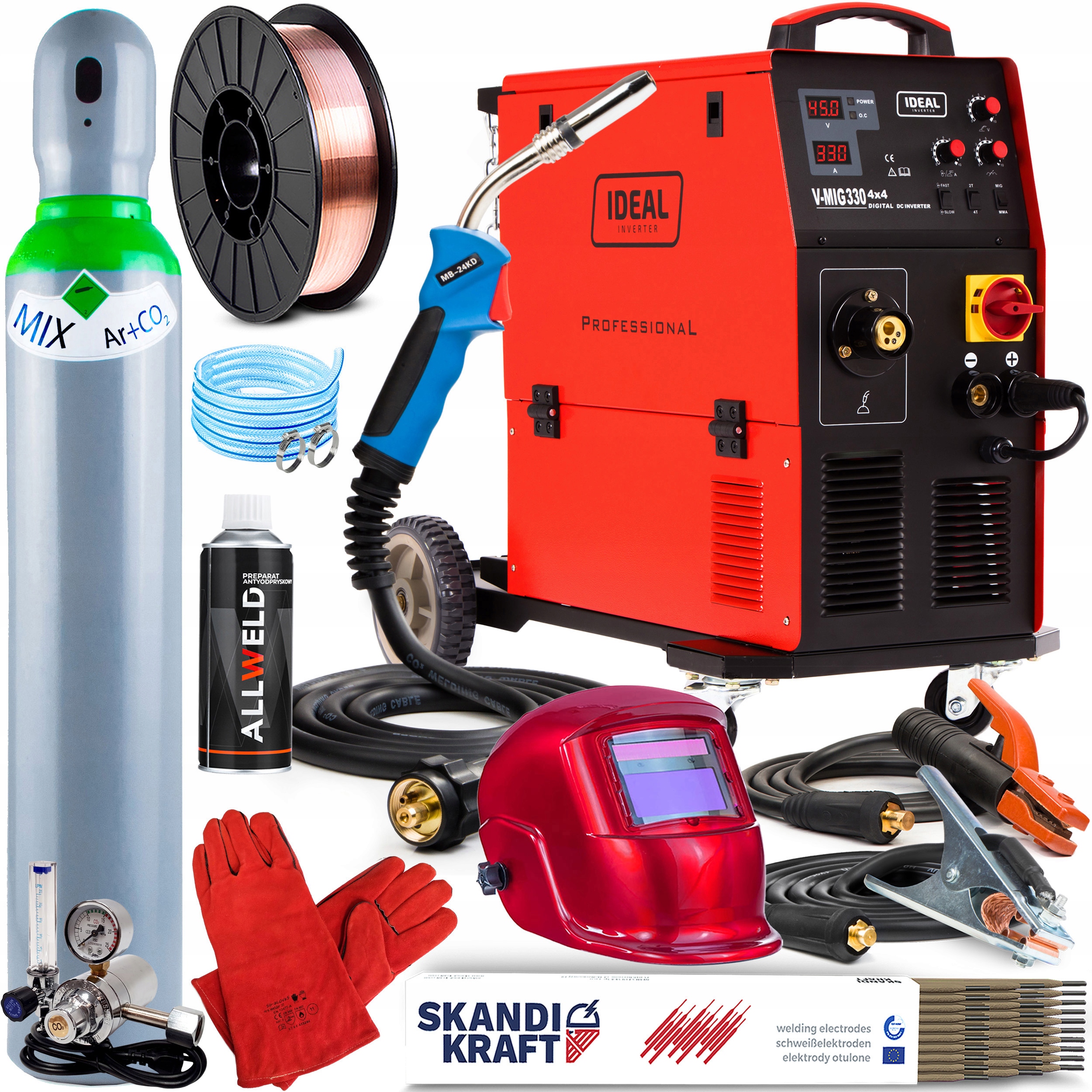 Svářečka Migomat Ideal V-mig 330 4X4 Mig Mag Mma Hliník 400V 330A Flux