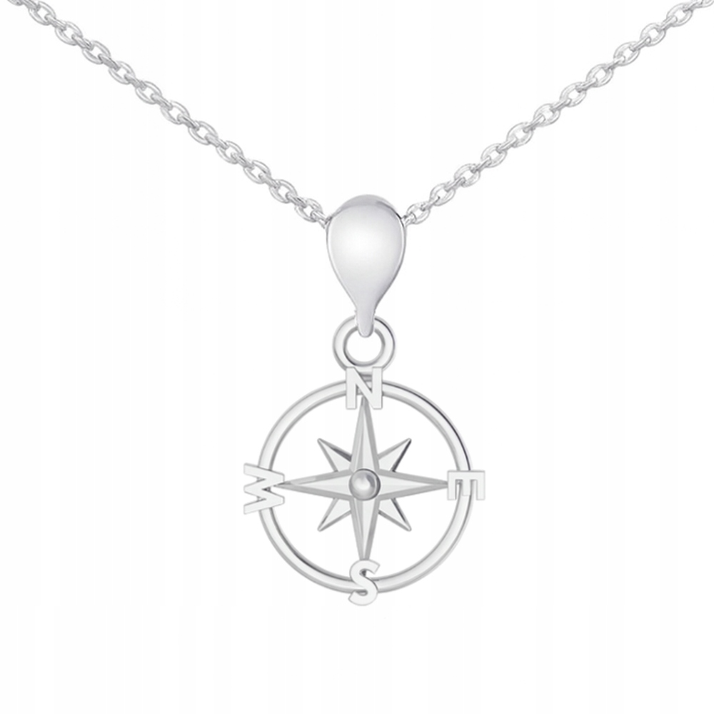Srebrny naszyjnik Rolo Róża Wiatrów Symbol drogi, odkrywania Srebro 925