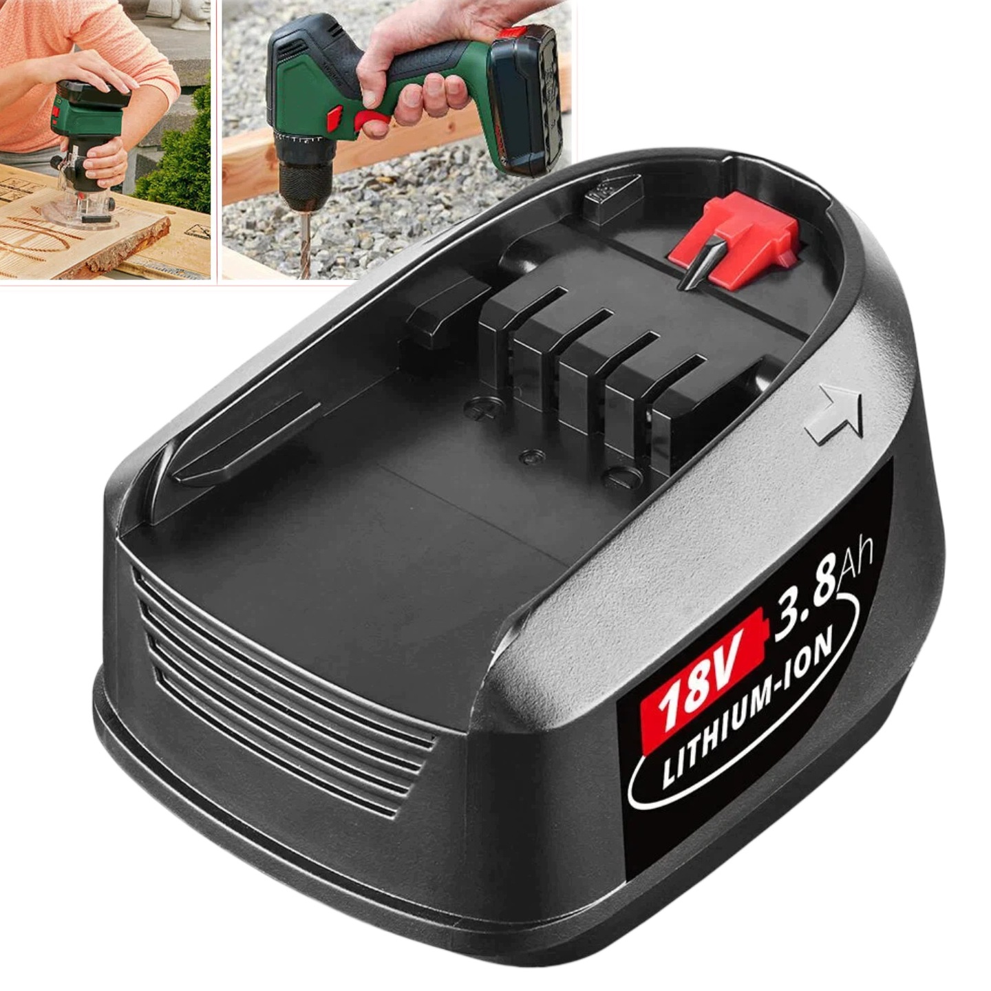 Akumulátor lithium-iontový 18V 3.8 Ah baterie pro Bosch Pba Psb Černá