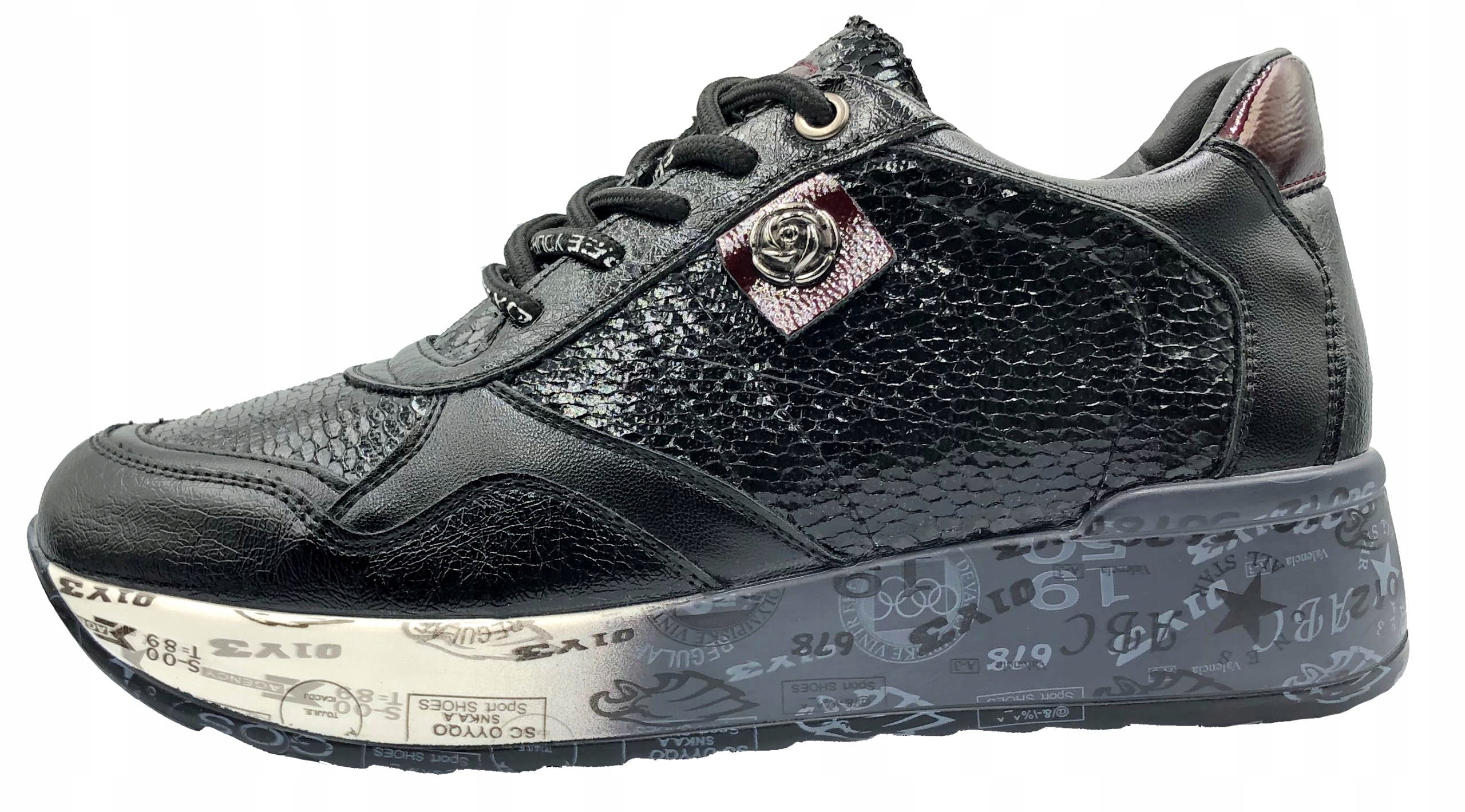 

Sneakersy Na Koturnie Damskie Lakierowane 39